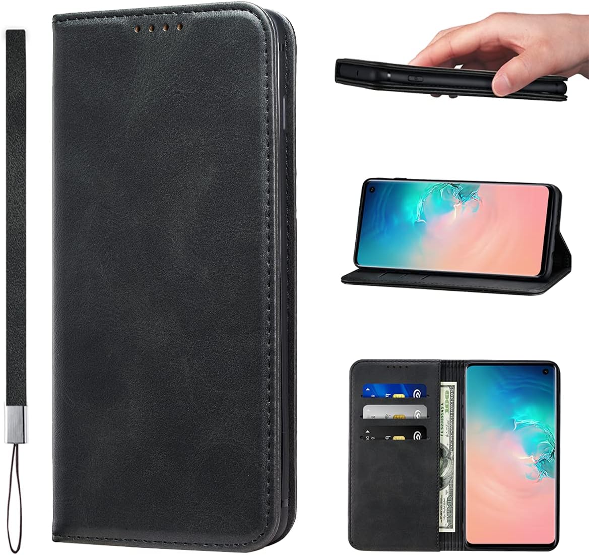 LANJLM Samsung Galaxy A53 5G Case PU Leather Wallet Case Card Holder Shockproof Flip Cover - Brown khaki
