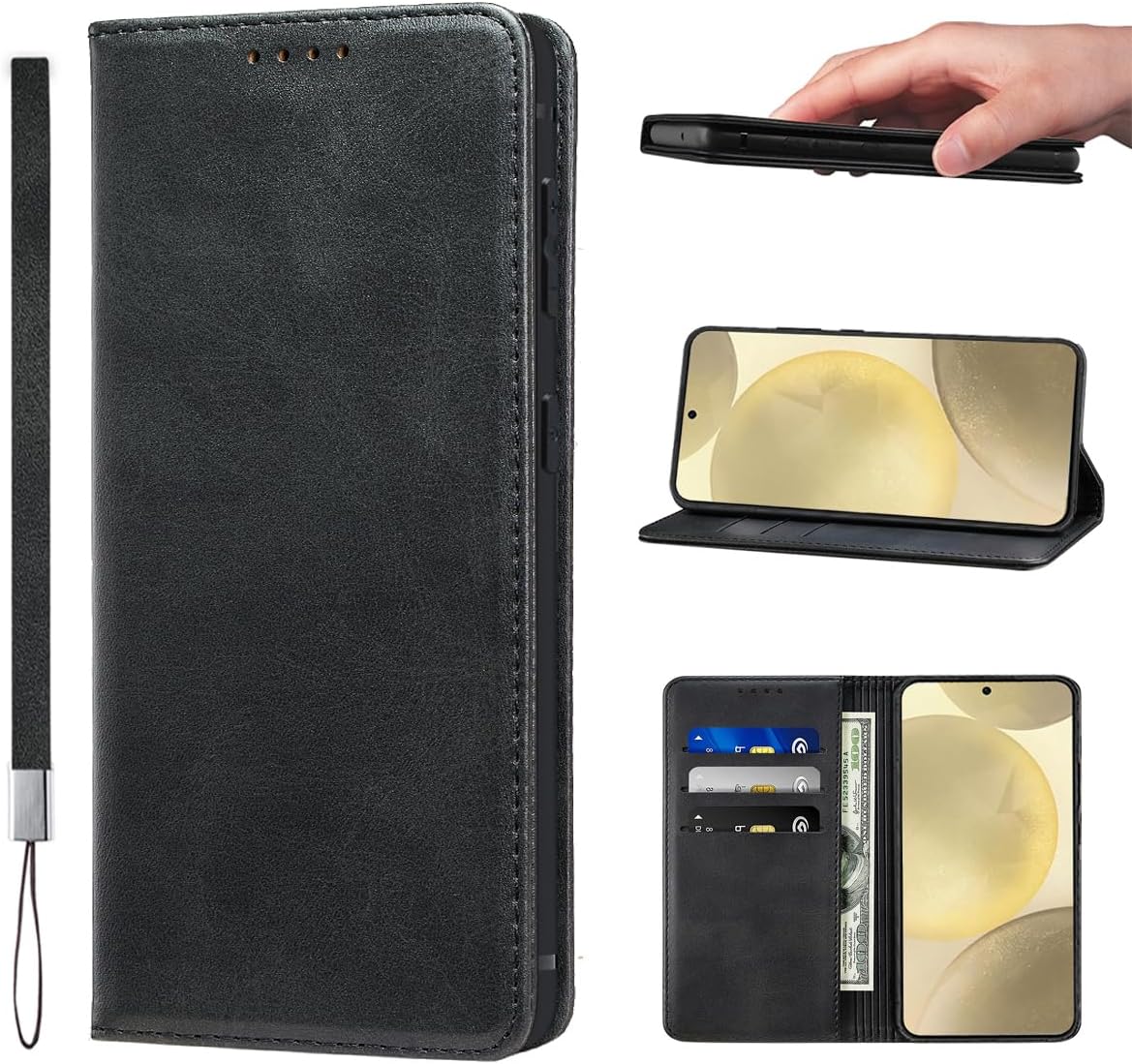 LANJLM Samsung Galaxy A53 5G Case PU Leather Wallet Case Card Holder Shockproof Flip Cover - Brown khaki