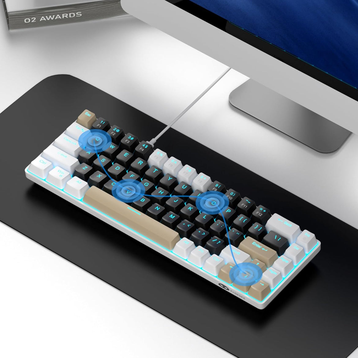 MageGee Portable 60% Mechanical Gaming Keyboard (Grey/Blue Switch)