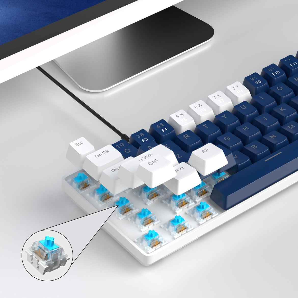 MageGee Portable 60% Mechanical Gaming Keyboard (Grey/Blue Switch)