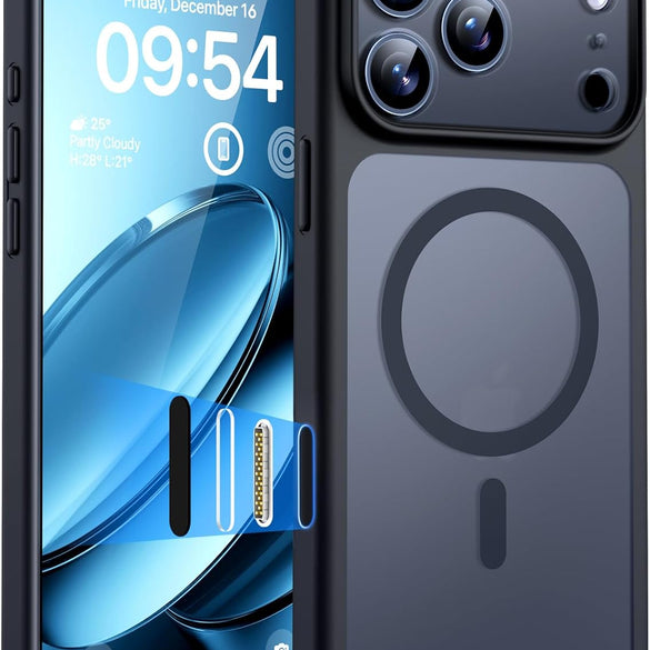 TOCOL for iPhone 17 Pro Max Case 6.9-inch, Built-in Magnetic Ring, Upgraded Camera Protection, Compatible with Magsafe, Military Grade Shockproof, Non-slip Translucent Matte Case, Black