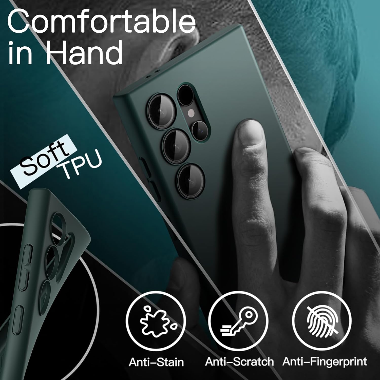 JETech Slim Fit Case for Samsung Galaxy S24 5G, Camera Lens Full Protection, Soft TPU Thin Protective Phone Cover with Matte Finish, Shockproof (Black)
