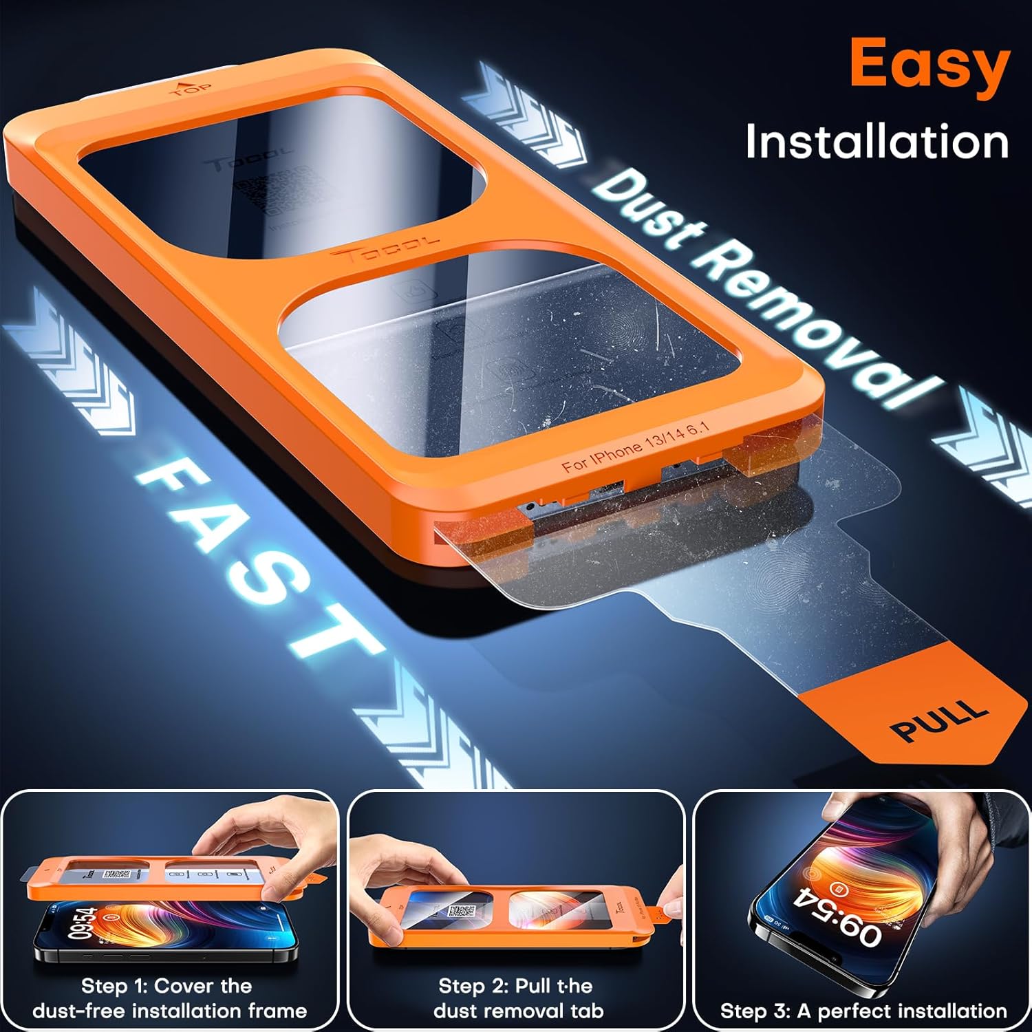TOCOL 2 Pack for iPhone 15 Pro Screen Protector 6.1 Inch, Easy Installation Full Coverage No Bubbles No Dust Military Grade Shatterproof, 9H Hardness Tempered Glass Screen Protector, Case Friendly