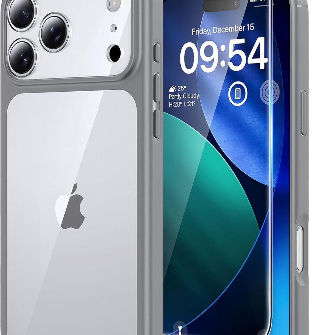 TAURI for iPhone 17 Pro Case with 1-Pack Screen Protector, Camera Lens Full Protection, Military-Grade Protection, Shockproof Transparent Back Bumper Phone Cover - Clear