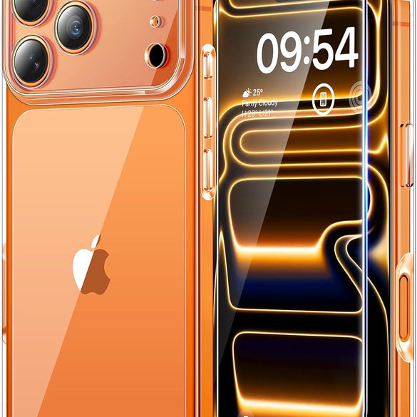 TAURI for iPhone 17 Pro Case with 1-Pack Screen Protector, Camera Lens Full Protection, Military-Grade Protection, Shockproof Transparent Back Bumper Phone Cover - Clear
