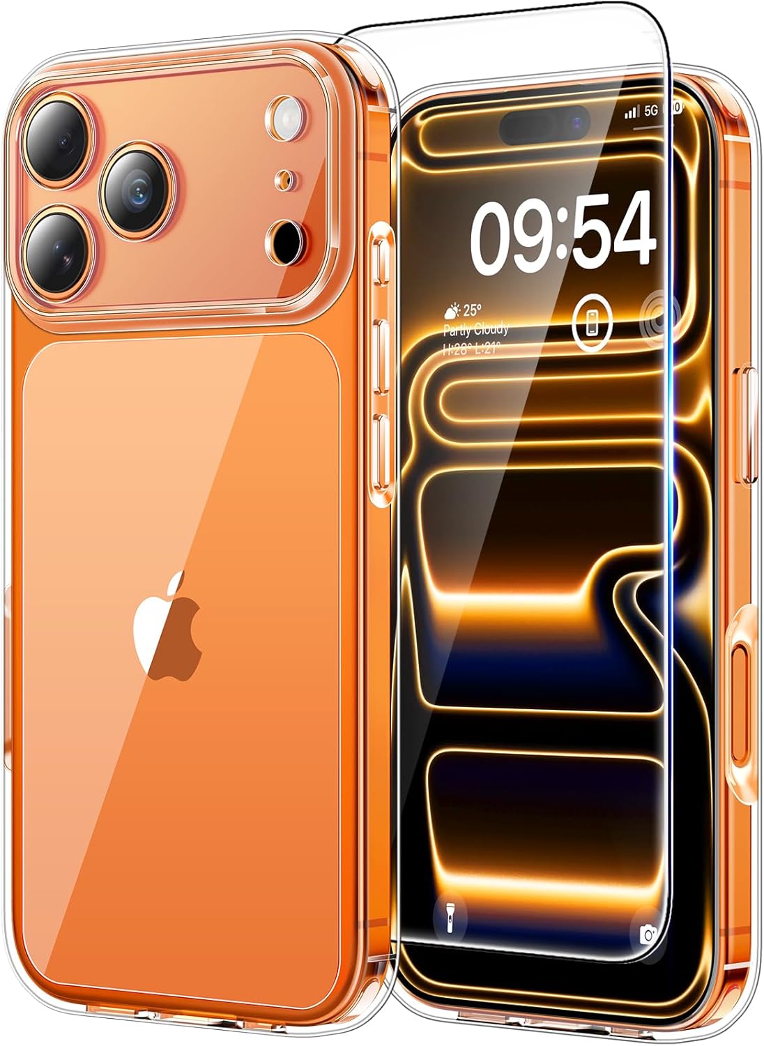 TAURI for iPhone 17 Pro Case with 1-Pack Screen Protector, Camera Lens Full Protection, Military-Grade Protection, Shockproof Transparent Back Bumper Phone Cover - Clear