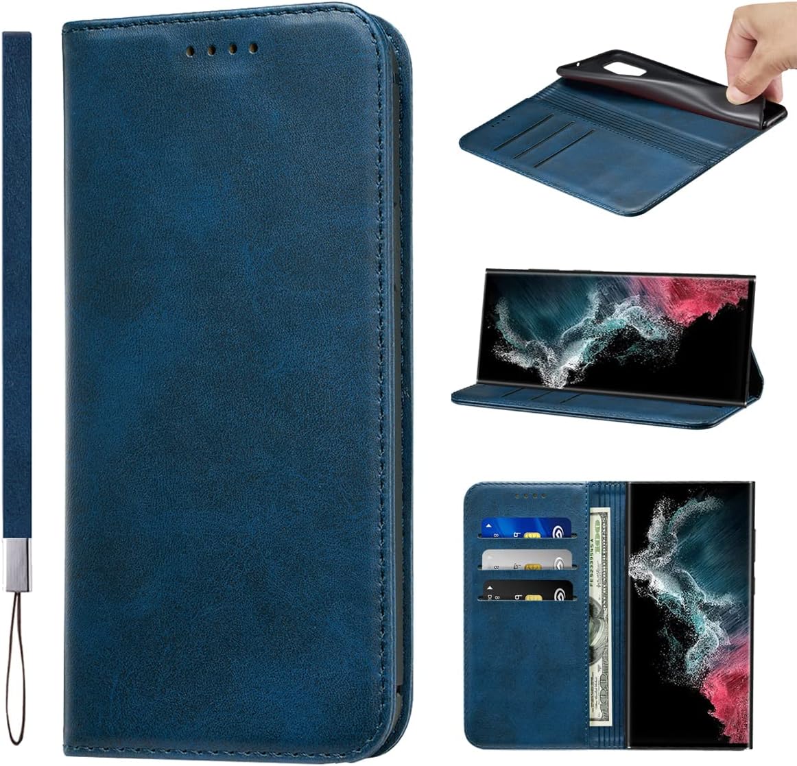 LANJLM Samsung Galaxy A53 5G Case PU Leather Wallet Case Card Holder Shockproof Flip Cover - Brown khaki