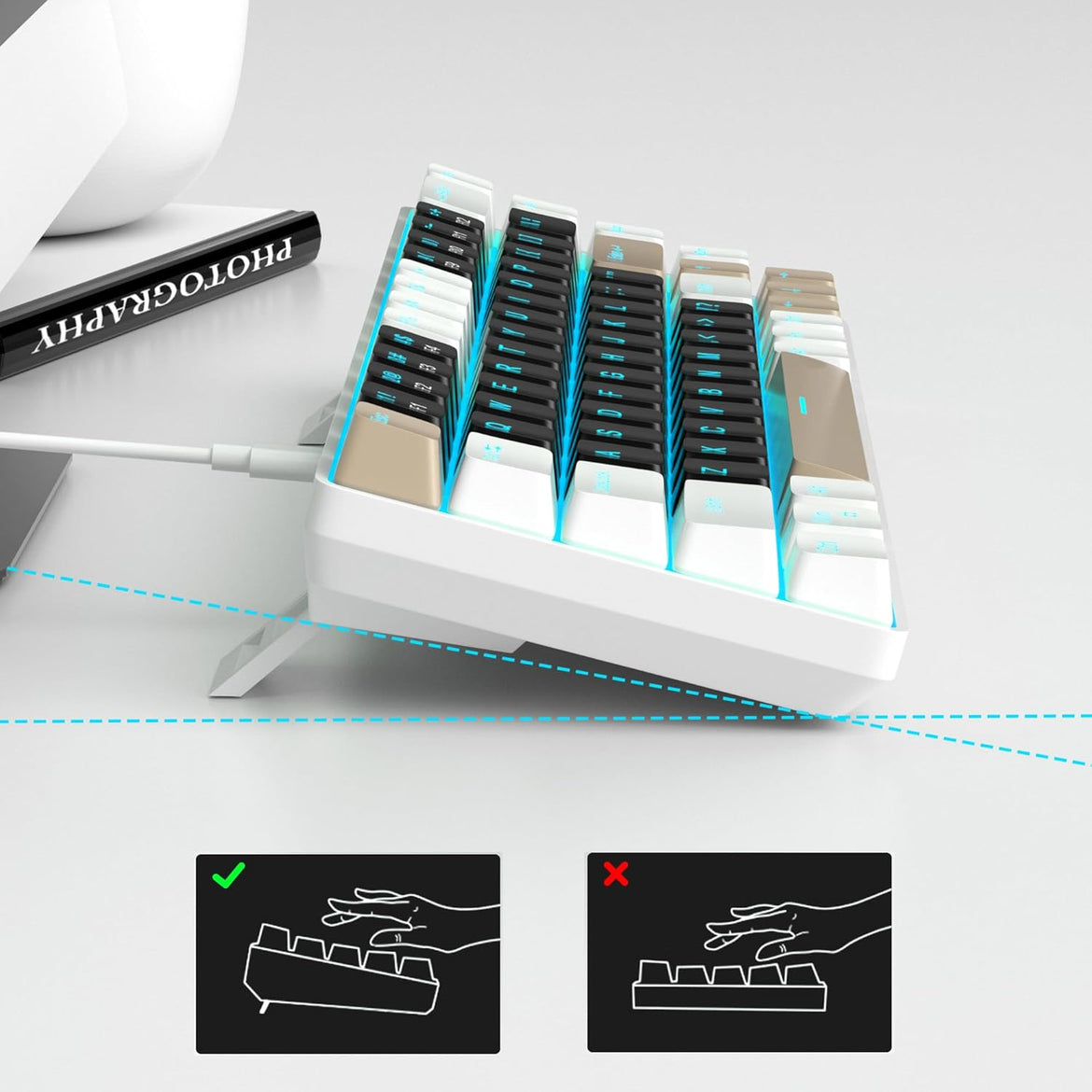 MageGee Portable 60% Mechanical Gaming Keyboard (Grey/Blue Switch)