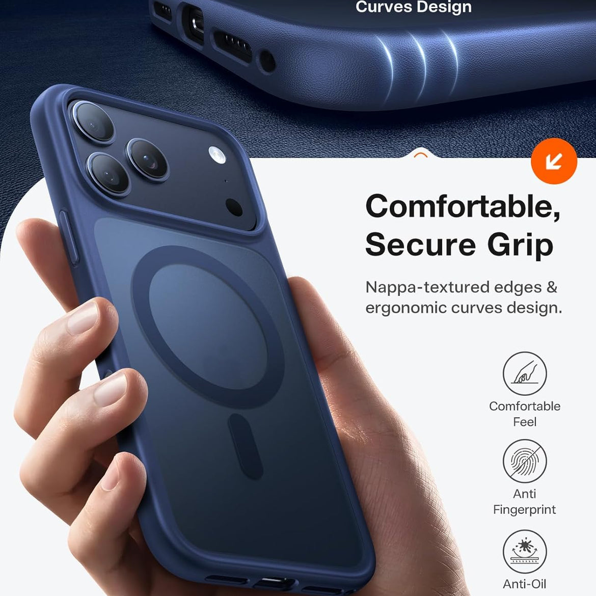 TORRAS Magnetic Shockproof for iPhone 17 Pro Case, Compatible with Magsafe, Military-Grade Drop Tested, Translucent Slim Protective for iPhone 17 Pro Case Anti-Fingerprint Anti-Scratch, Deep Blue