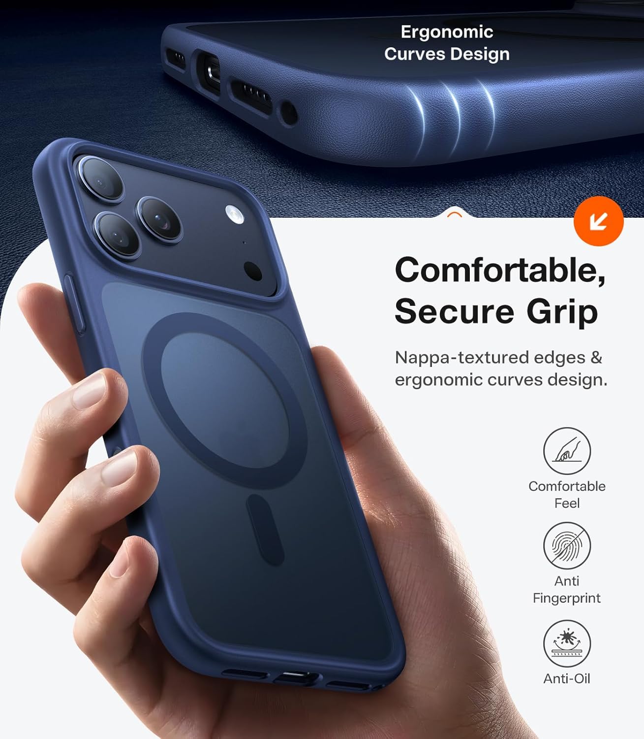 TORRAS Magnetic Shockproof for iPhone 17 Pro Case, Compatible with Magsafe, Military-Grade Drop Tested, Translucent Slim Protective for iPhone 17 Pro Case Anti-Fingerprint Anti-Scratch, Deep Blue