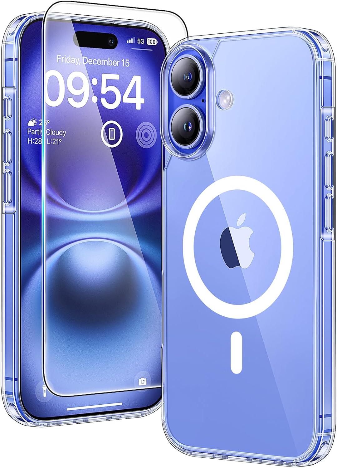 TAURI for iPhone 17 Pro Case with 1-Pack Screen Protector, Camera Lens Full Protection, Military-Grade Protection, Shockproof Transparent Back Bumper Phone Cover - Clear