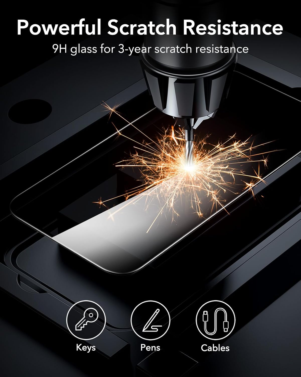 ESR 3 Pack for iPhone 17 Pro Max Screen Protectors, High Clarity, 9H Hardness Scratch Resistant, Military-Grade Tempered Glass, Shatterproof, Screen Guard with Easy Installation Tool