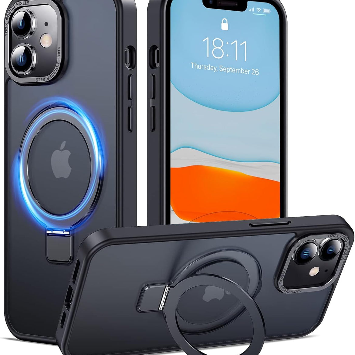 Eligo for iPhone 12 Pro Max Magnetic Case with Invisible Stand, Compatible with MagSafe Shockproof Protection Cover, Translucent Matte Slim Phone Case with Magnet for Apple 12 Pro Max (2020)(Black)