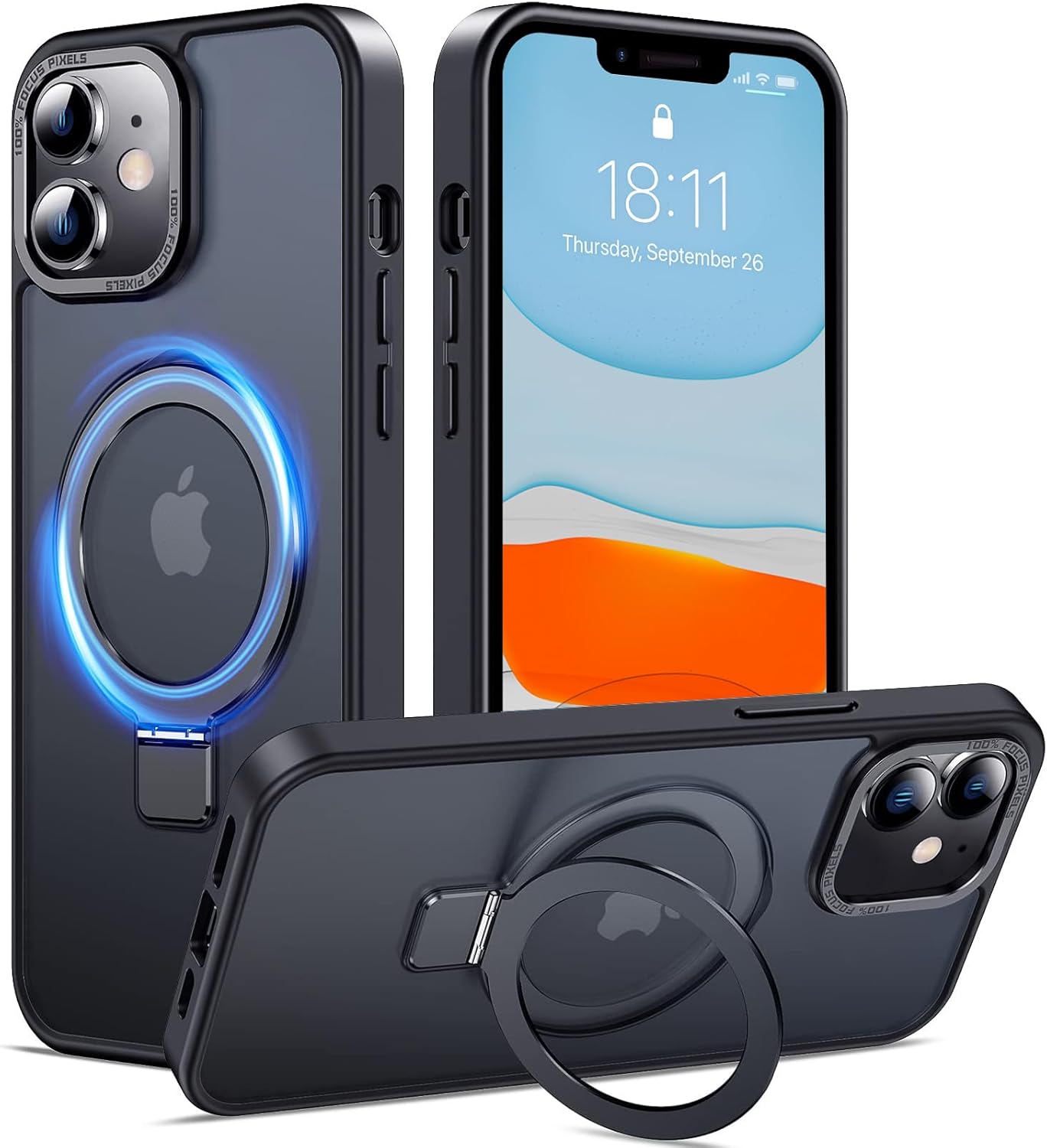 Eligo for iPhone 12 Pro Max Magnetic Case with Invisible Stand, Compatible with MagSafe Shockproof Protection Cover, Translucent Matte Slim Phone Case with Magnet for Apple 12 Pro Max (2020)(Black)