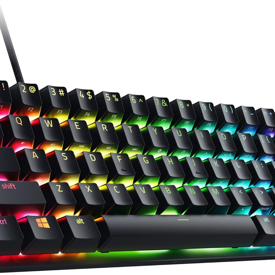 Razer Huntsman Mini 60% Compact Gaming Keyboard: Purple Switch, Clicky Optical-Mechanical Switches, Doubleshot PBT Keycaps, Detachable USB-C Cable, US Layout - Black