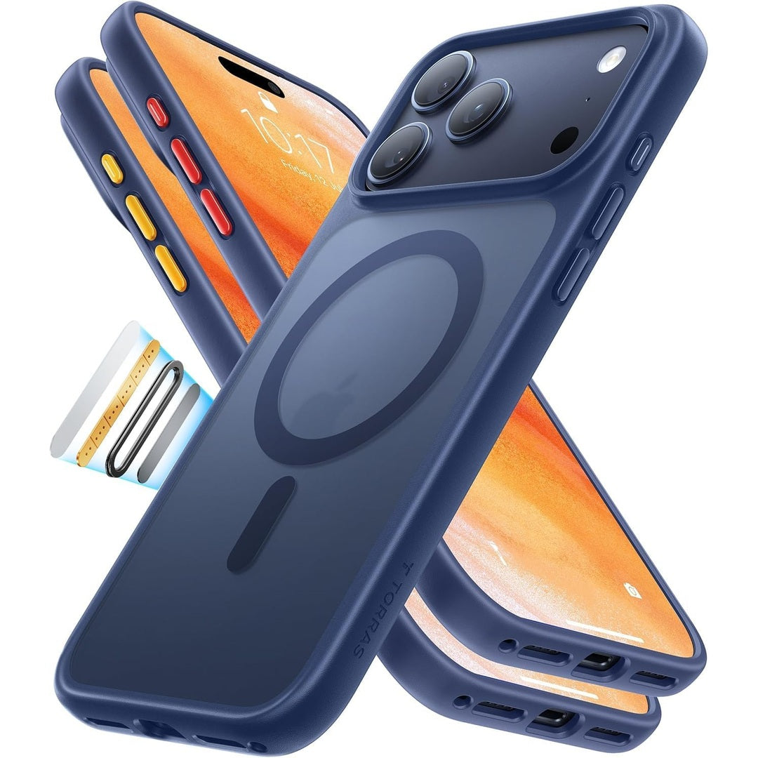 TORRAS Magnetic Shockproof for iPhone 17 Pro Case, Compatible with Magsafe, Military-Grade Drop Tested, Translucent Slim Protective for iPhone 17 Pro Case Anti-Fingerprint Anti-Scratch, Deep Blue