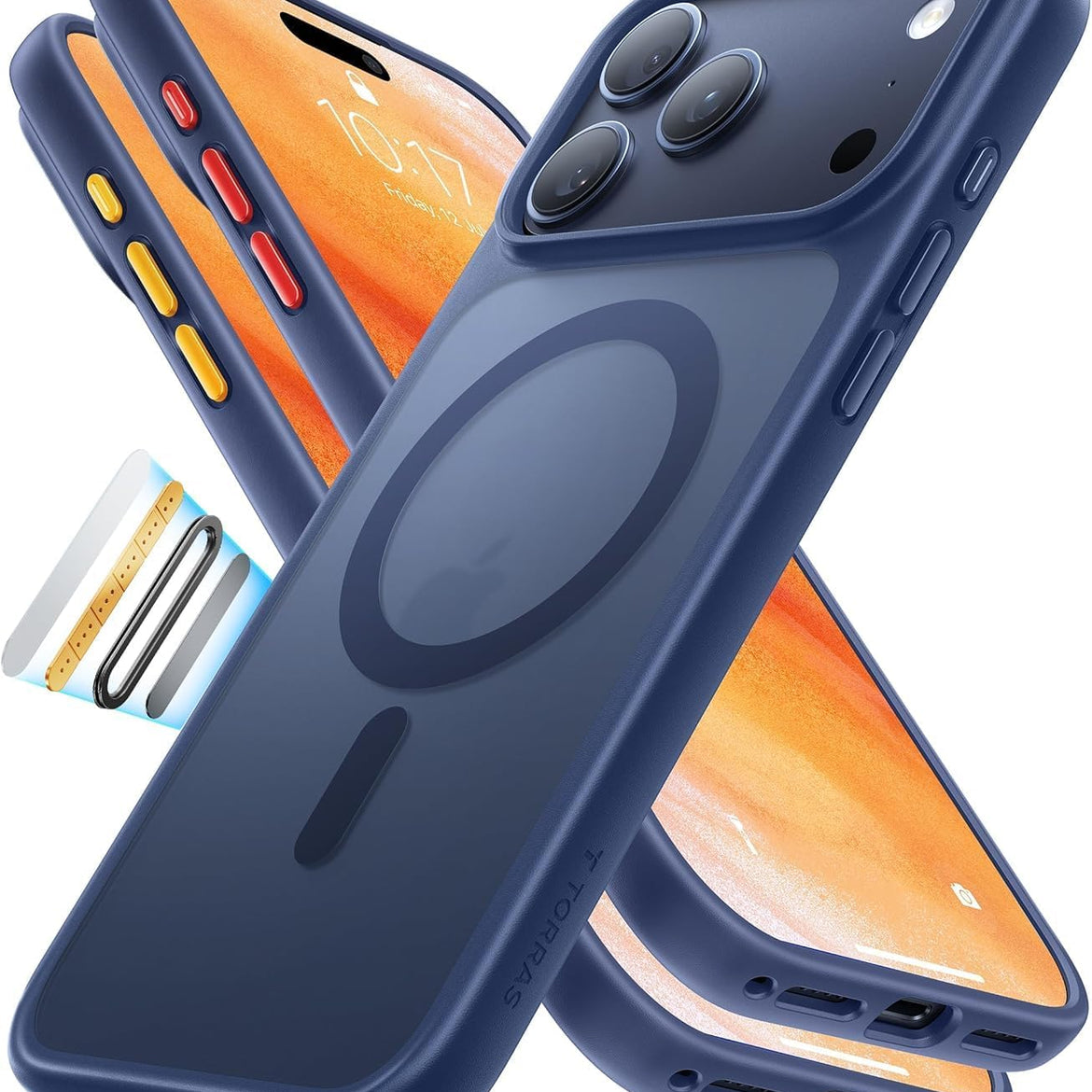 TORRAS Magnetic Shockproof for iPhone 17 Pro Case, Compatible with Magsafe, Military-Grade Drop Tested, Translucent Slim Protective for iPhone 17 Pro Case Anti-Fingerprint Anti-Scratch, Deep Blue