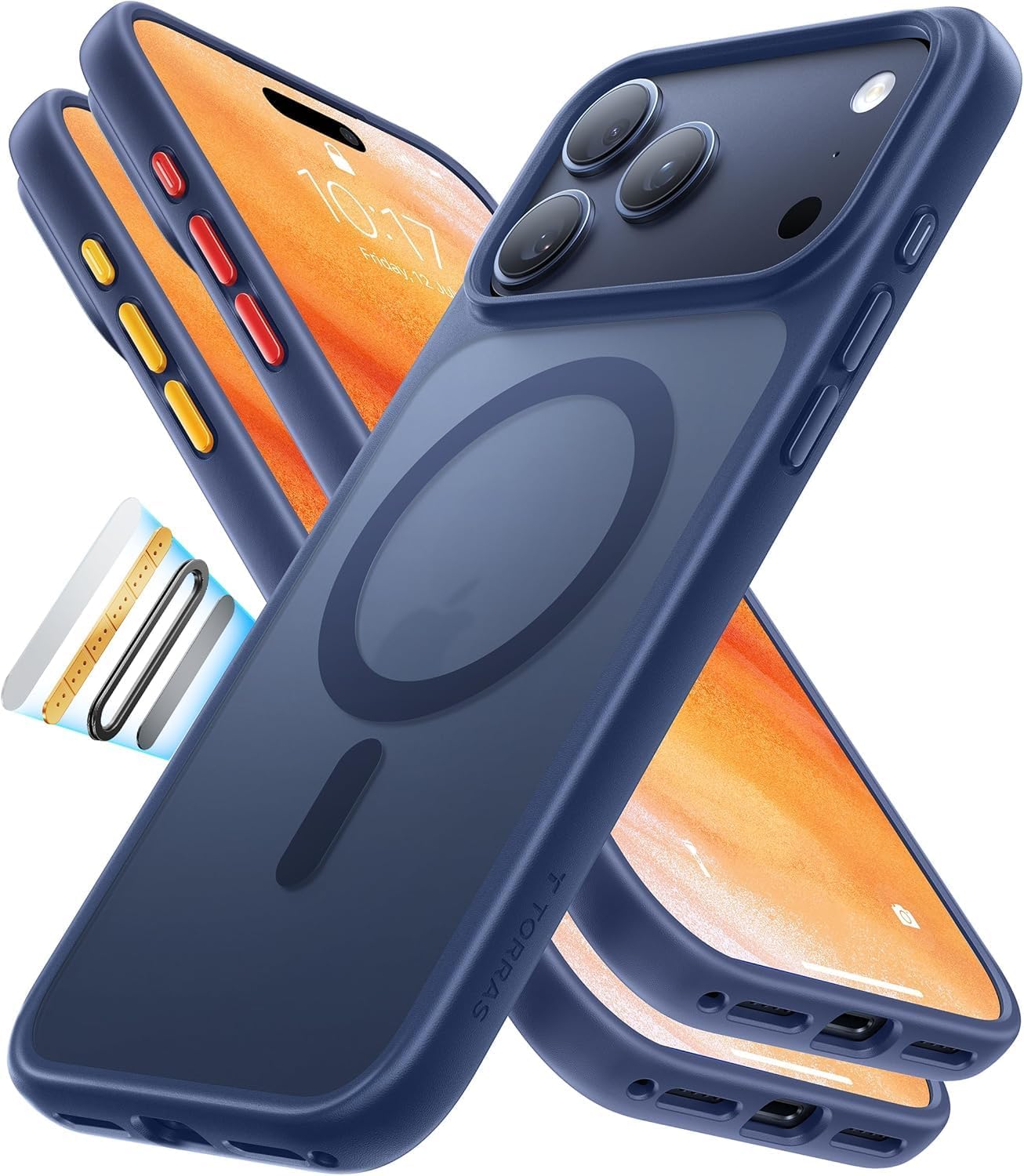 TORRAS Magnetic Shockproof for iPhone 17 Pro Case, Compatible with Magsafe, Military-Grade Drop Tested, Translucent Slim Protective for iPhone 17 Pro Case Anti-Fingerprint Anti-Scratch, Deep Blue