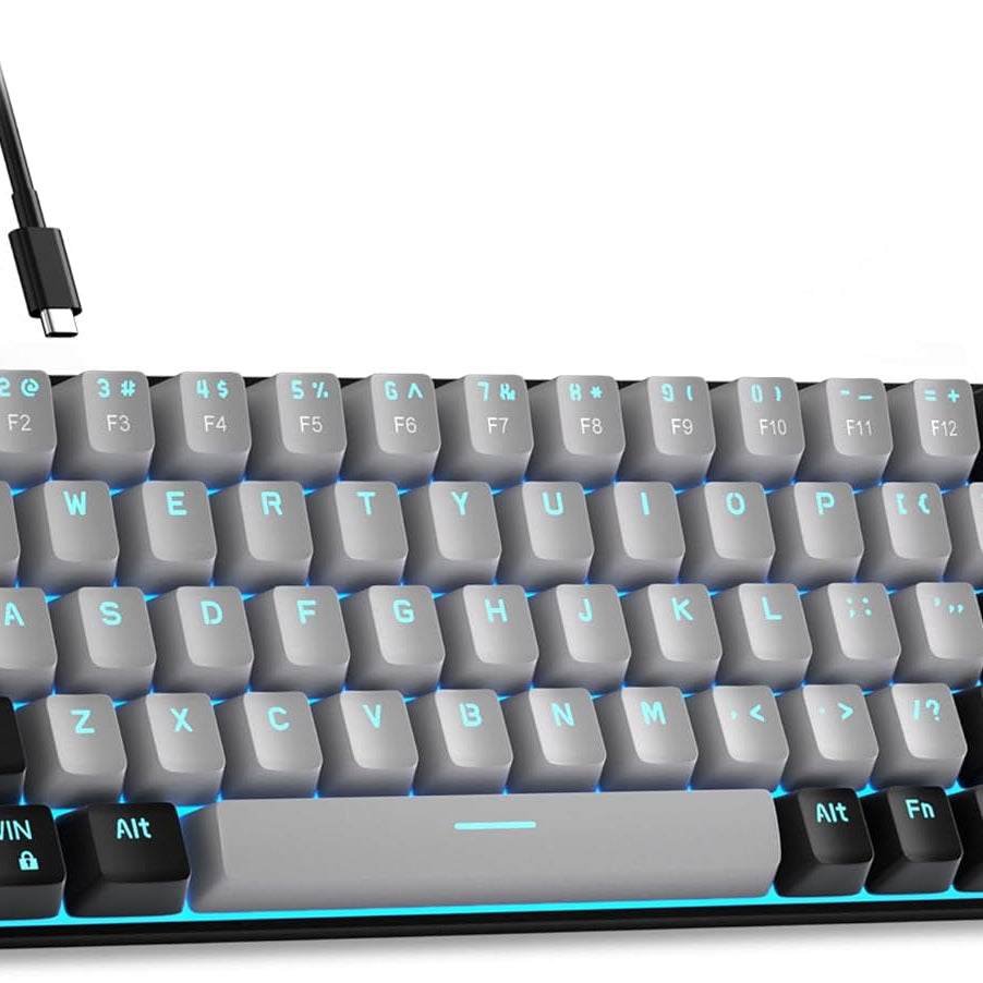 MageGee Portable 60% Mechanical Gaming Keyboard (Grey/Blue Switch)