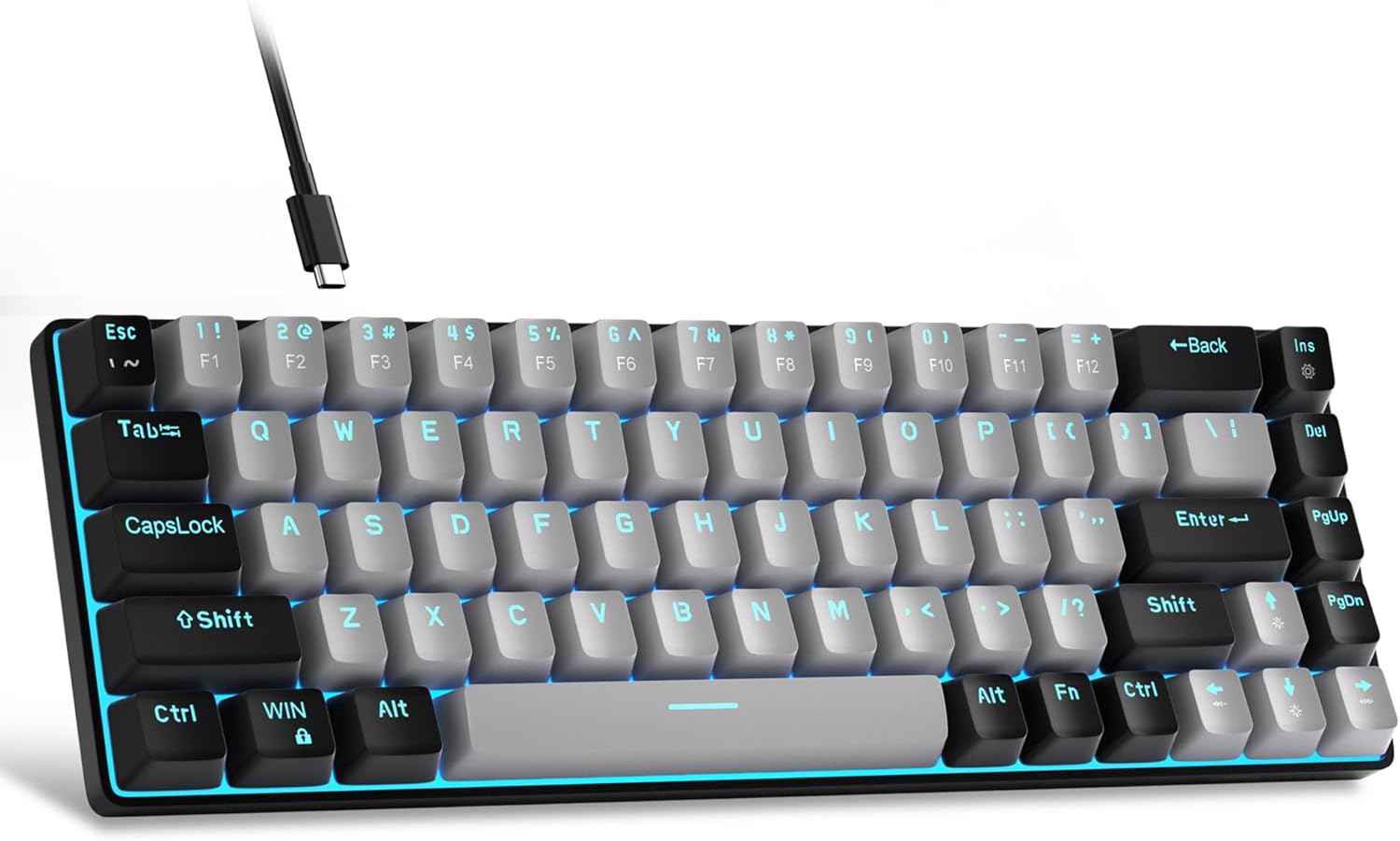 MageGee Portable 60% Mechanical Gaming Keyboard (Grey/Blue Switch)