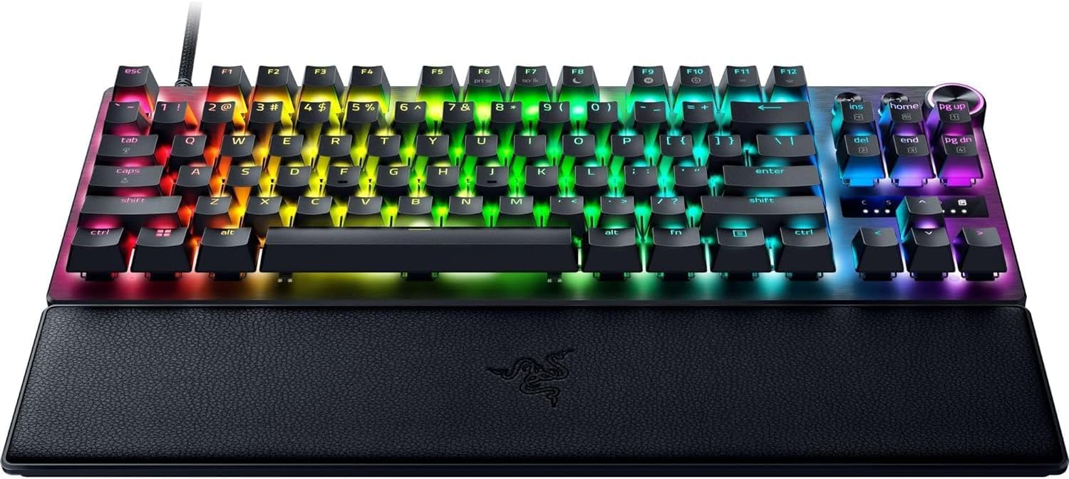 Razer Huntsman Mini 60% Compact Gaming Keyboard: Purple Switch, Clicky Optical-Mechanical Switches, Doubleshot PBT Keycaps, Detachable USB-C Cable, US Layout - Black
