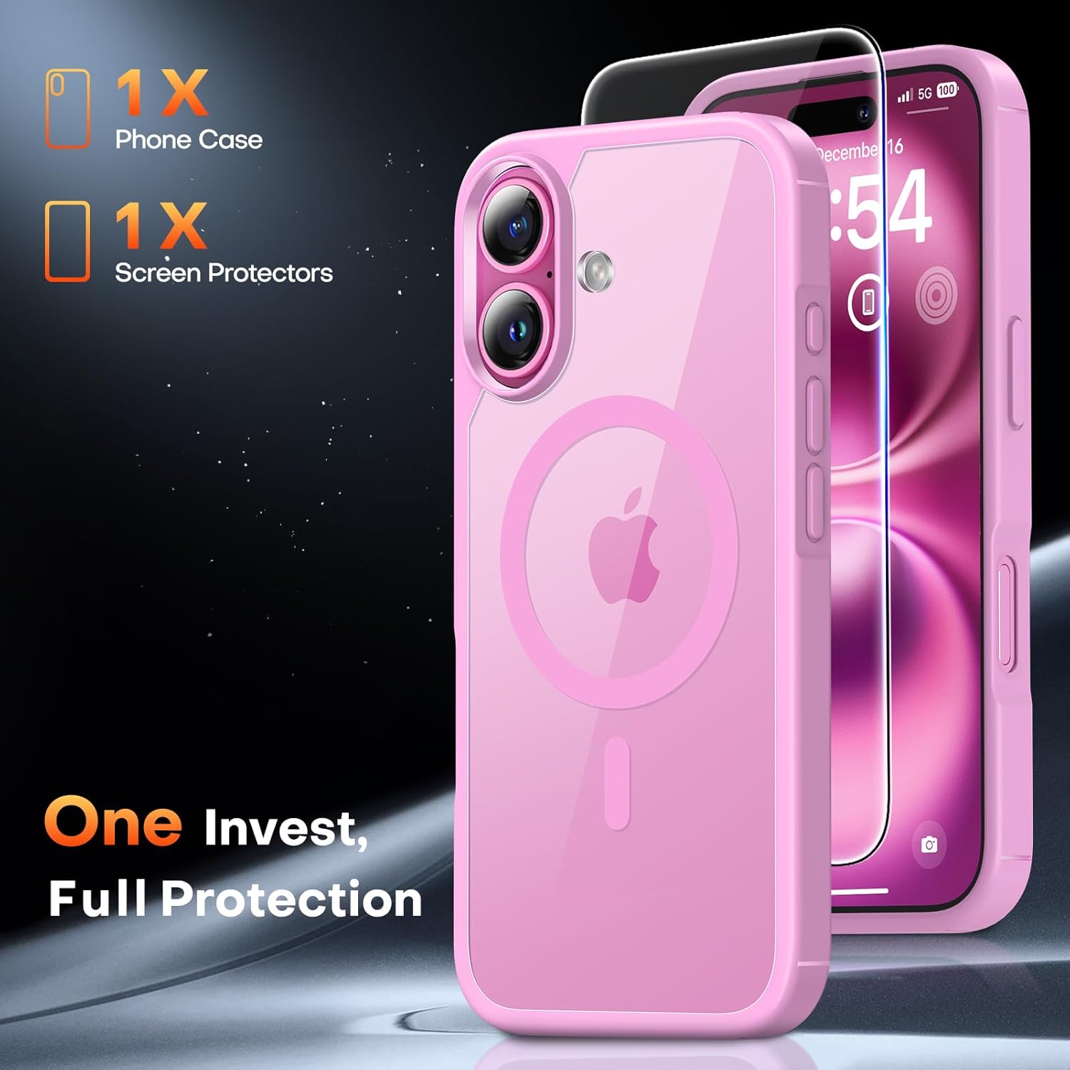 TAURI for iPhone 17 Pro Case with 1-Pack Screen Protector, Camera Lens Full Protection, Military-Grade Protection, Shockproof Transparent Back Bumper Phone Cover - Clear