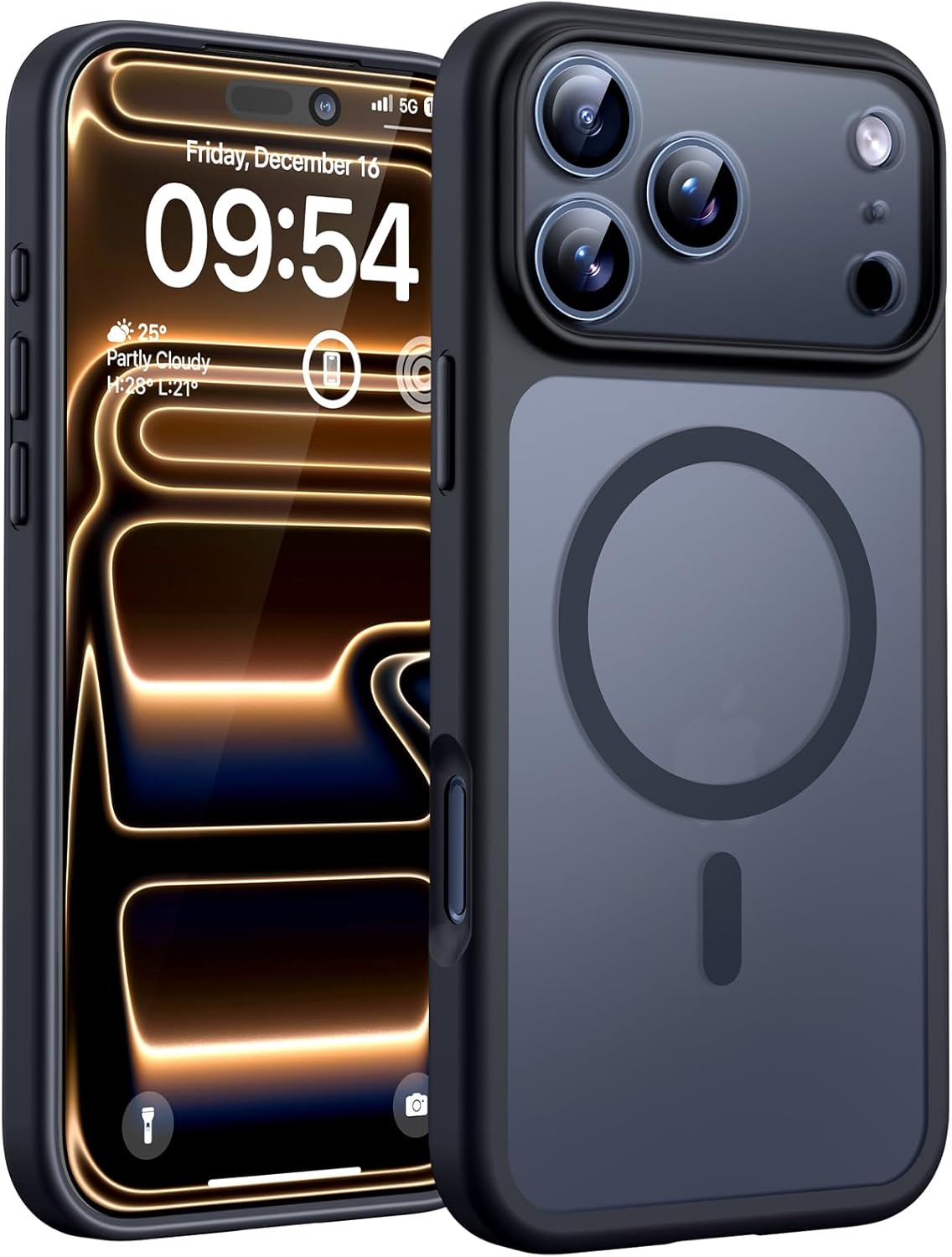 TOCOL for iPhone 17 Pro Max Case 6.9-inch, Built-in Magnetic Ring, Upgraded Camera Protection, Compatible with Magsafe, Military Grade Shockproof, Non-slip Translucent Matte Case, Black