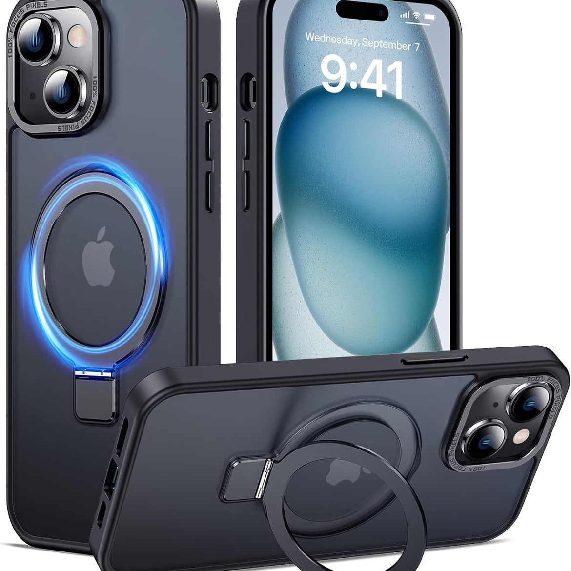 Eligo for iPhone 12 Pro Max Magnetic Case with Invisible Stand, Compatible with MagSafe Shockproof Protection Cover, Translucent Matte Slim Phone Case with Magnet for Apple 12 Pro Max (2020)(Black)