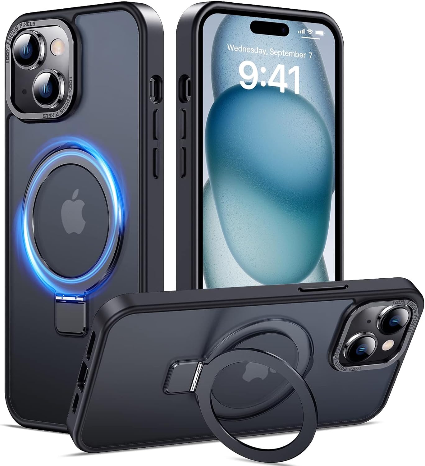 Eligo for iPhone 12 Pro Max Magnetic Case with Invisible Stand, Compatible with MagSafe Shockproof Protection Cover, Translucent Matte Slim Phone Case with Magnet for Apple 12 Pro Max (2020)(Black)