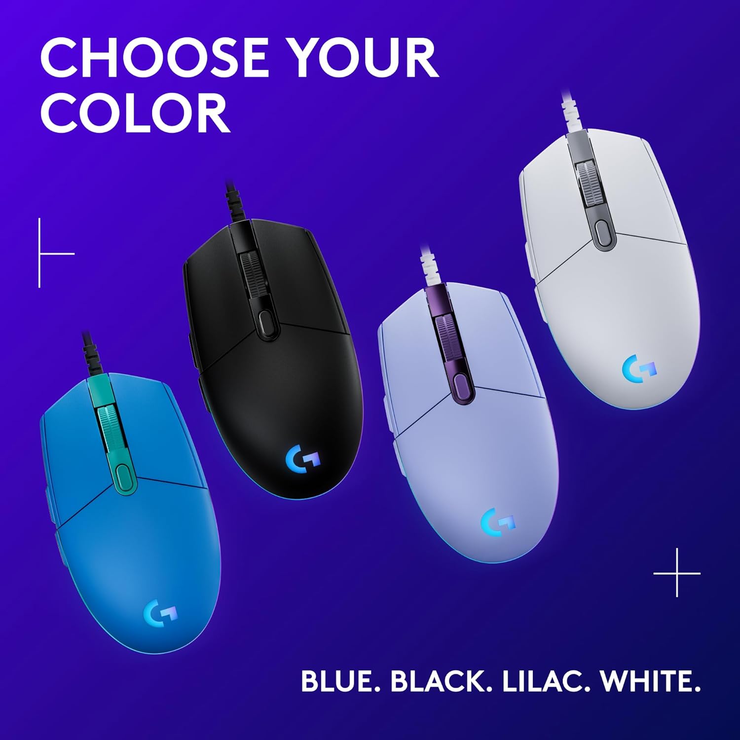 Logitech G203 Wired Gaming Mouse, 8,000 Dpi, Rainbow Optical Effect Lightsync Rgb, 6 Programmable Buttons, On-Board Memory, Screen Mapping, Pc/Mac Computer And Laptop Compatible - Black