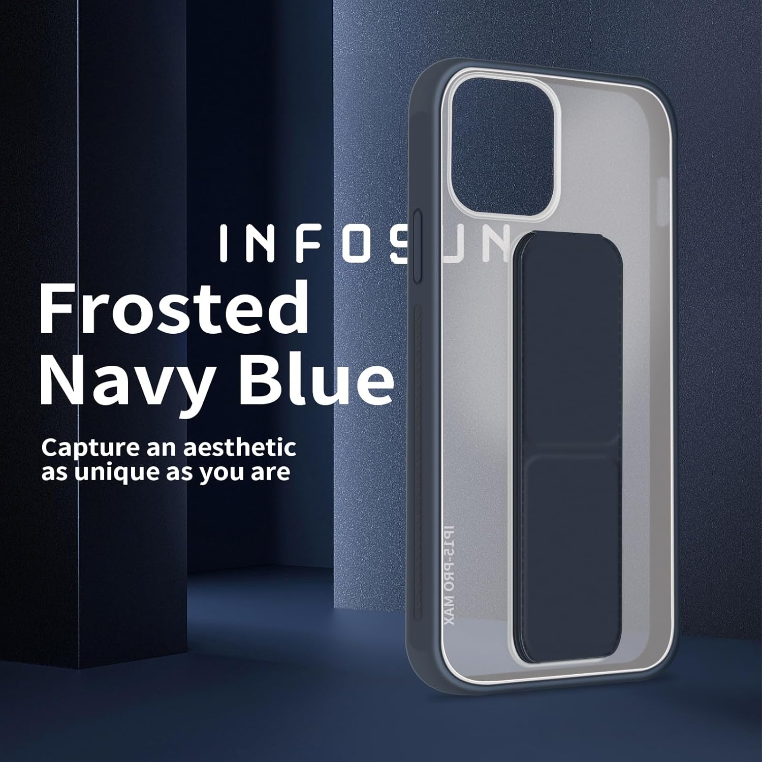 INFOSUN for iPhone 14 Pro Case Stand Cover Matte Cases with Frosted Back Hand Grip Kickstand Cover Holder Shockproof Translucent Design for iPhone 14 Pro (6.1 Inch) (2022) (Black)