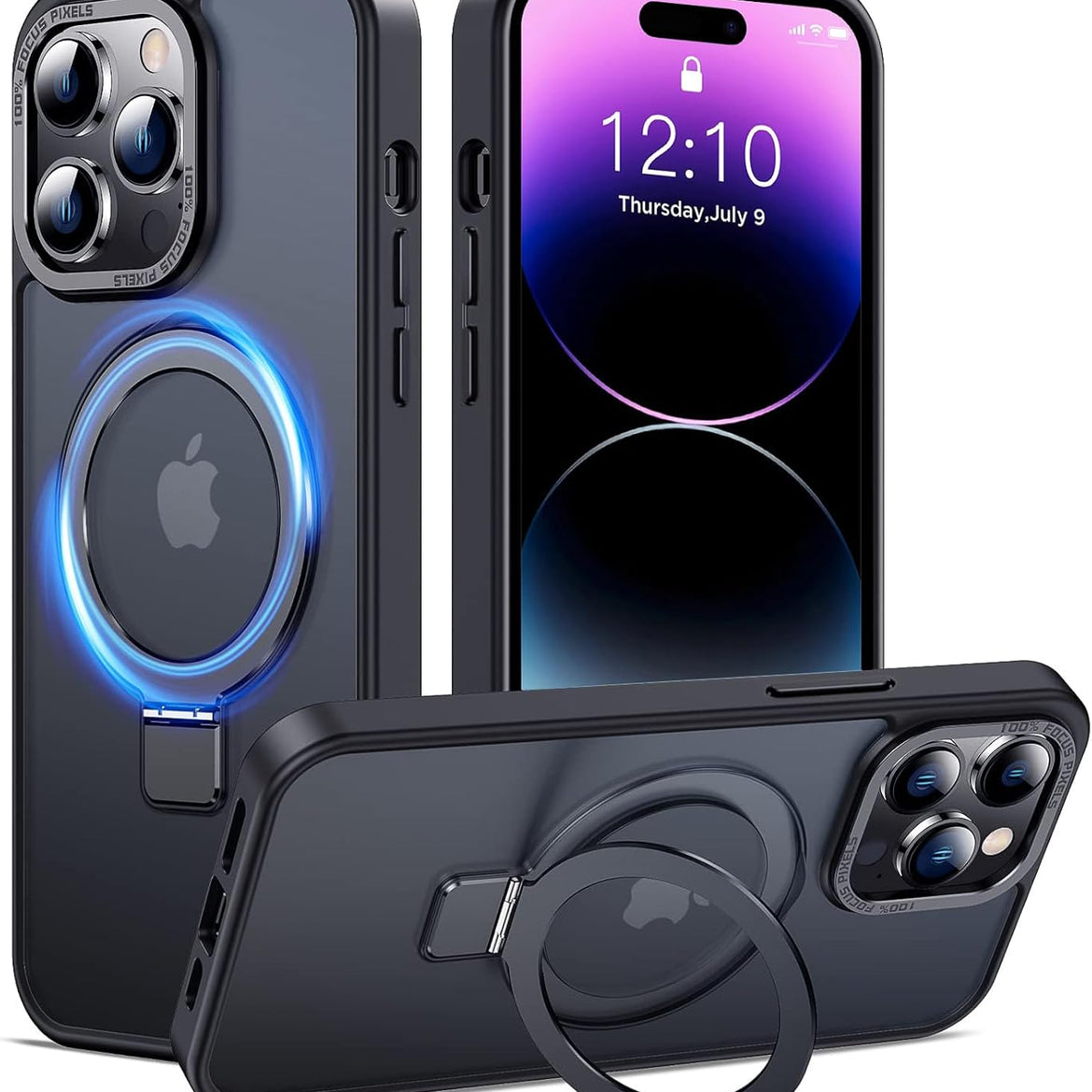 Eligo for iPhone 12 Pro Max Magnetic Case with Invisible Stand, Compatible with MagSafe Shockproof Protection Cover, Translucent Matte Slim Phone Case with Magnet for Apple 12 Pro Max (2020)(Black)