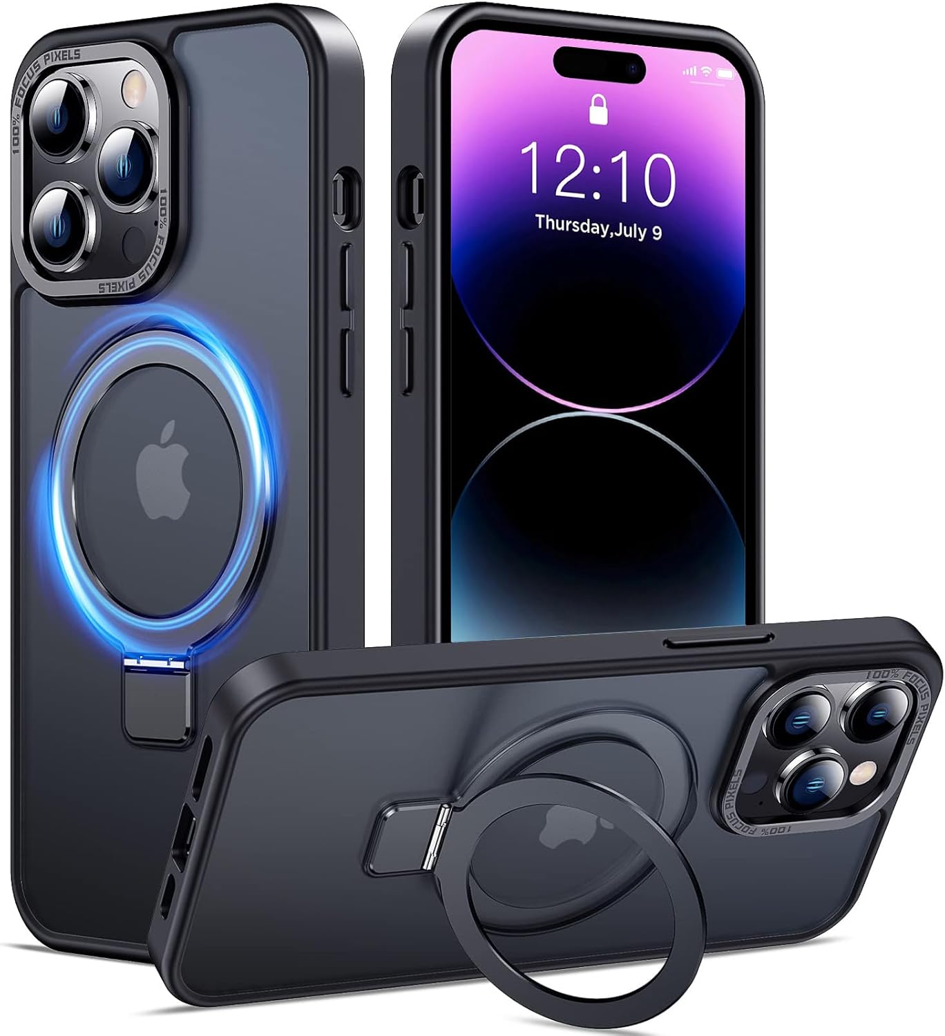 Eligo for iPhone 12 Pro Max Magnetic Case with Invisible Stand, Compatible with MagSafe Shockproof Protection Cover, Translucent Matte Slim Phone Case with Magnet for Apple 12 Pro Max (2020)(Black)