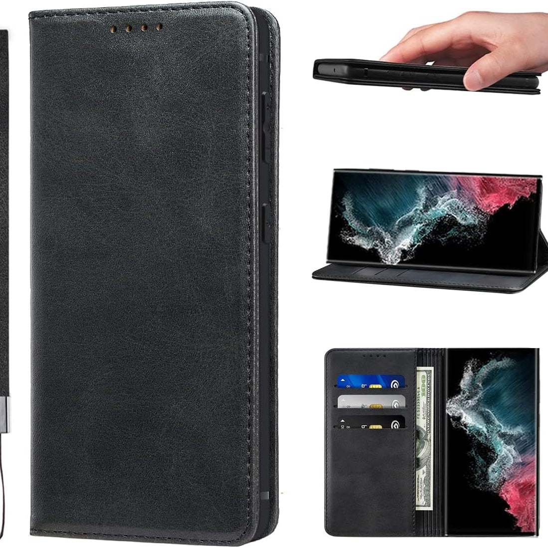 LANJLM Samsung Galaxy A53 5G Case PU Leather Wallet Case Card Holder Shockproof Flip Cover - Brown khaki