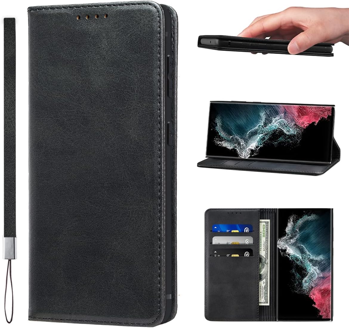 LANJLM Samsung Galaxy A53 5G Case PU Leather Wallet Case Card Holder Shockproof Flip Cover - Brown khaki