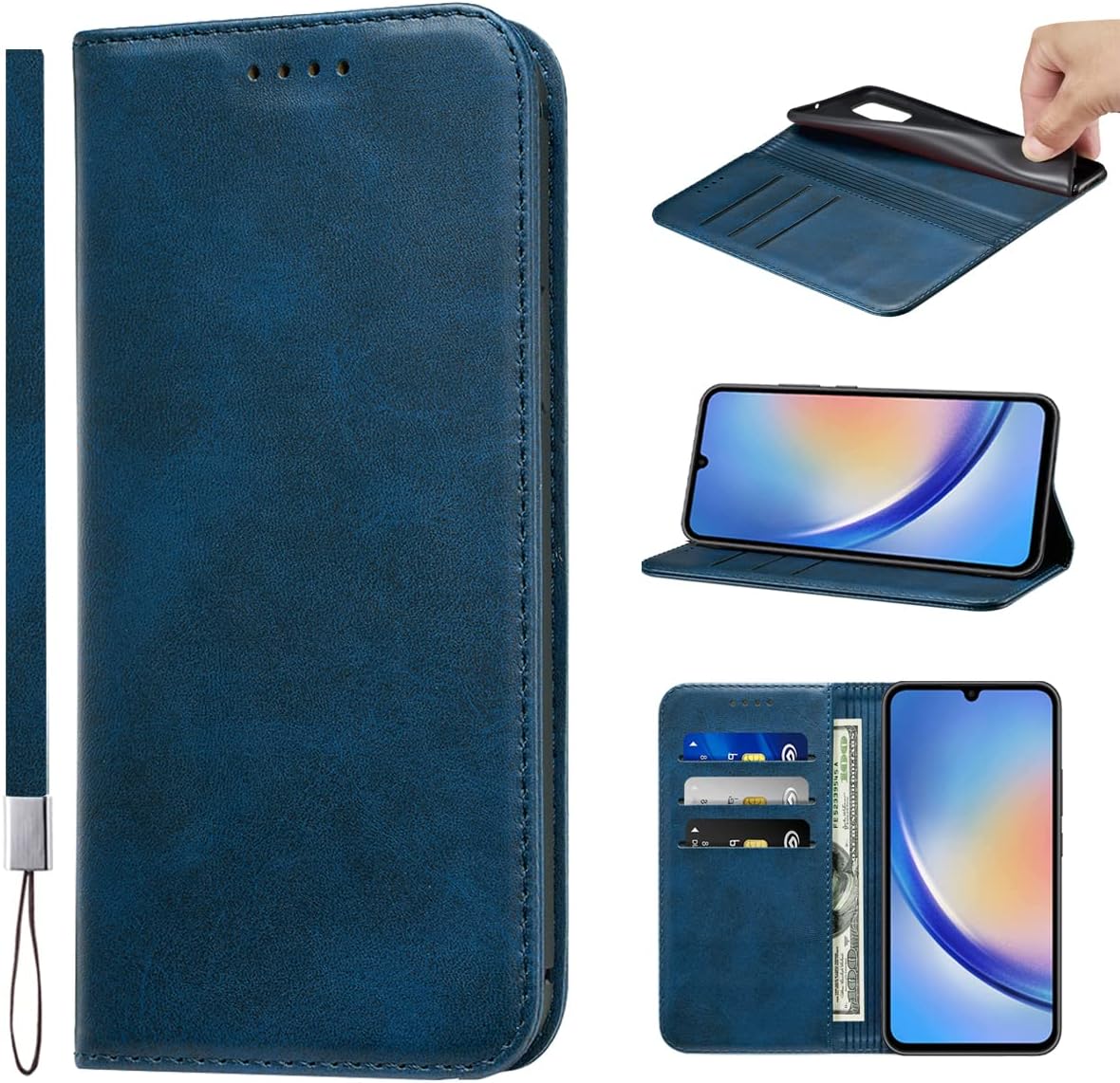 LANJLM Samsung Galaxy A53 5G Case PU Leather Wallet Case Card Holder Shockproof Flip Cover - Brown khaki