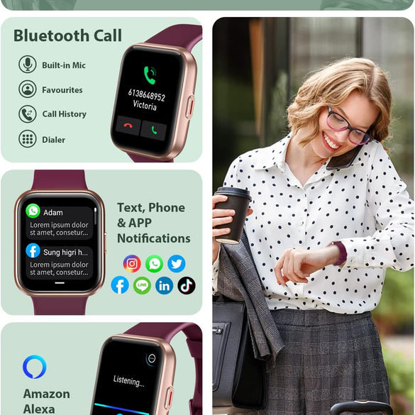 Smart Watch for Men Women (Answer/Make Call), Alexa Built-in, 1.8" Touch Screen Fitness Watch with SpO2 Sleep Monitor, 100 Sport, IP68 Waterproof Step Counter Smartwatch for iOS Android