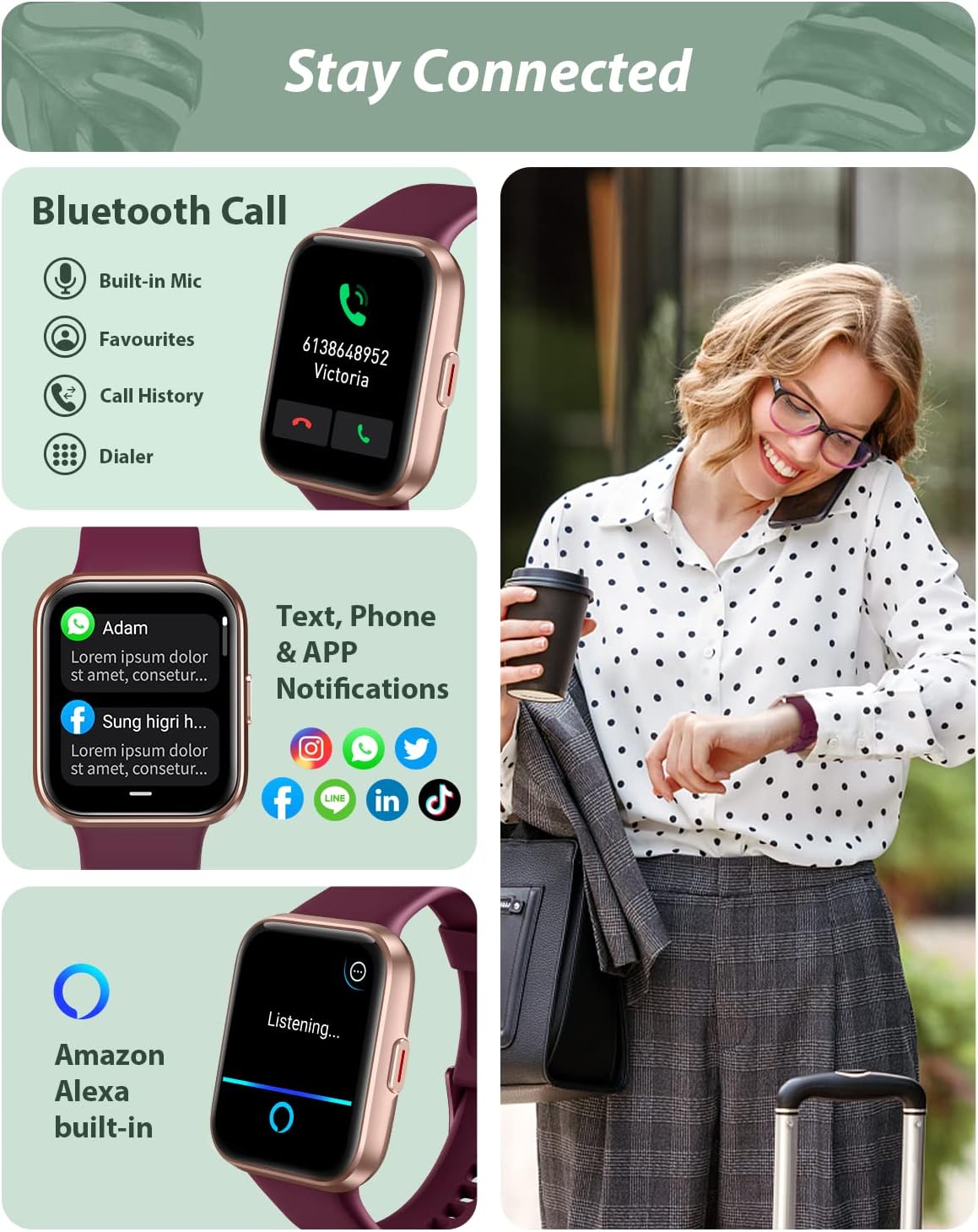 Smart Watch for Men Women (Answer/Make Call), Alexa Built-in, 1.8" Touch Screen Fitness Watch with SpO2 Sleep Monitor, 100 Sport, IP68 Waterproof Step Counter Smartwatch for iOS Android