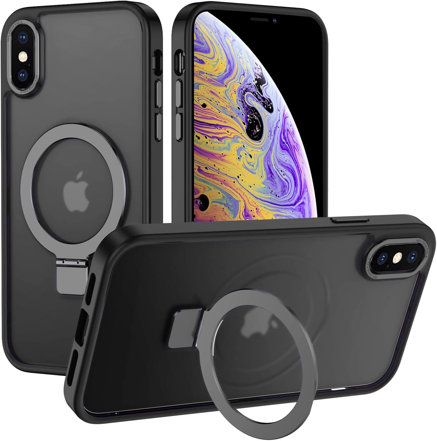 Eligo for iPhone 12 Pro Max Magnetic Case with Invisible Stand, Compatible with MagSafe Shockproof Protection Cover, Translucent Matte Slim Phone Case with Magnet for Apple 12 Pro Max (2020)(Black)