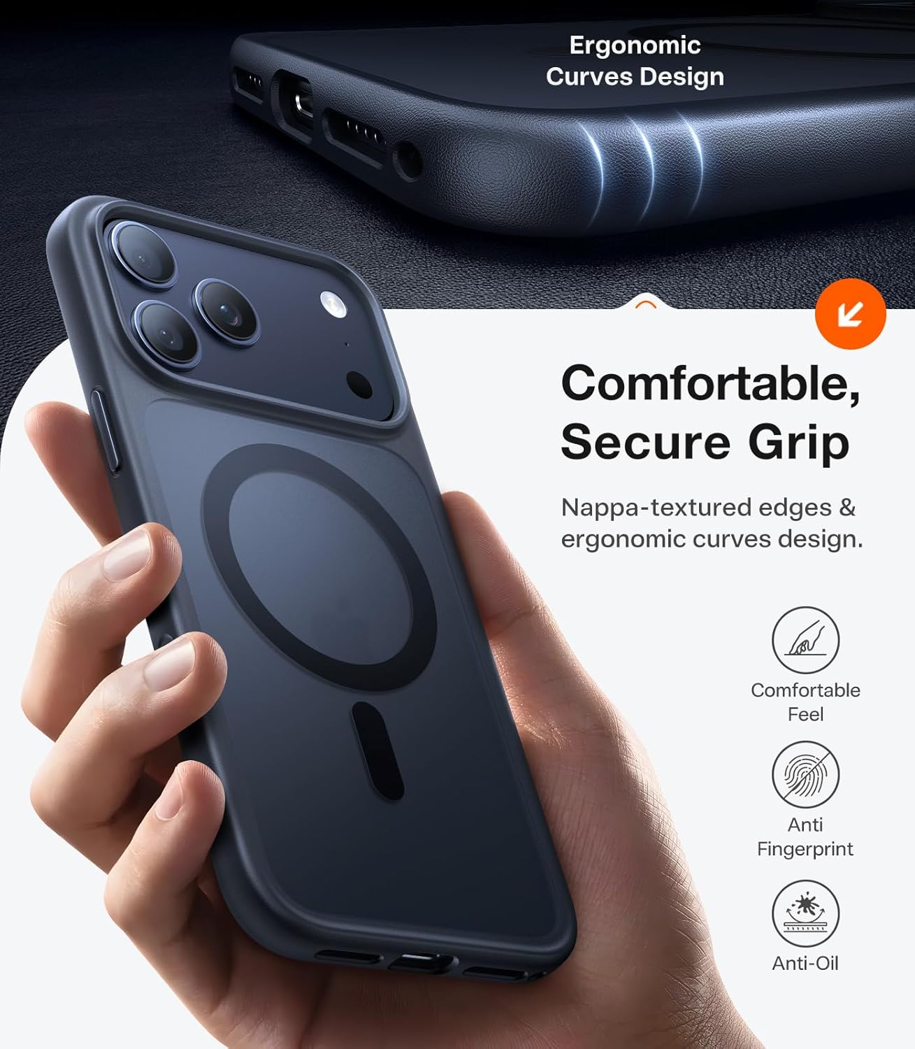 TORRAS Magnetic Shockproof for iPhone 17 Pro Case, Compatible with Magsafe, Military-Grade Drop Tested, Translucent Slim Protective for iPhone 17 Pro Case Anti-Fingerprint Anti-Scratch, Deep Blue