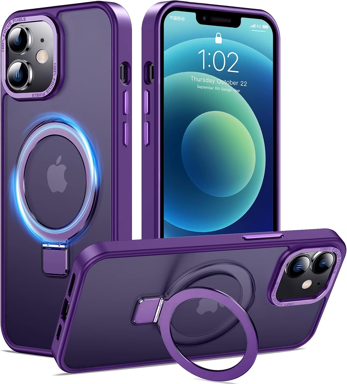 Eligo for iPhone 12 Pro Max Magnetic Case with Invisible Stand, Compatible with MagSafe Shockproof Protection Cover, Translucent Matte Slim Phone Case with Magnet for Apple 12 Pro Max (2020)(Black)