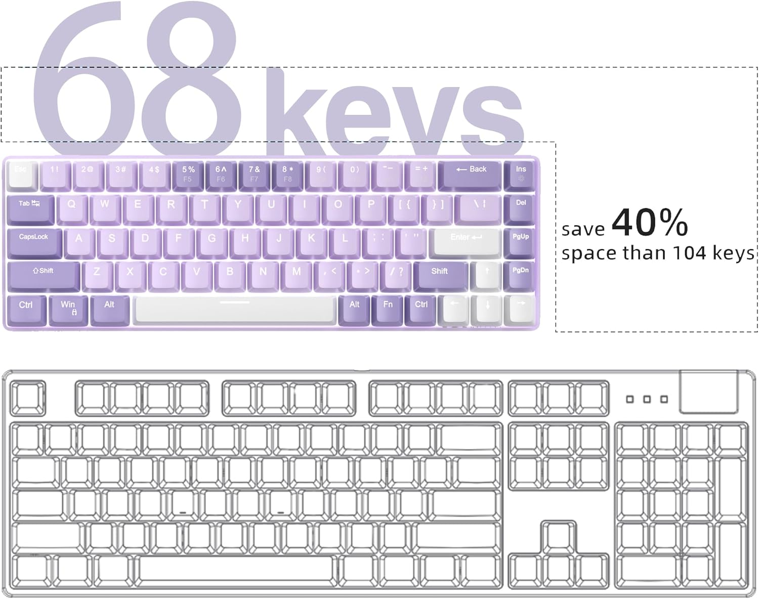 MageGee Portable 60% Mechanical Gaming Keyboard (Grey/Blue Switch)