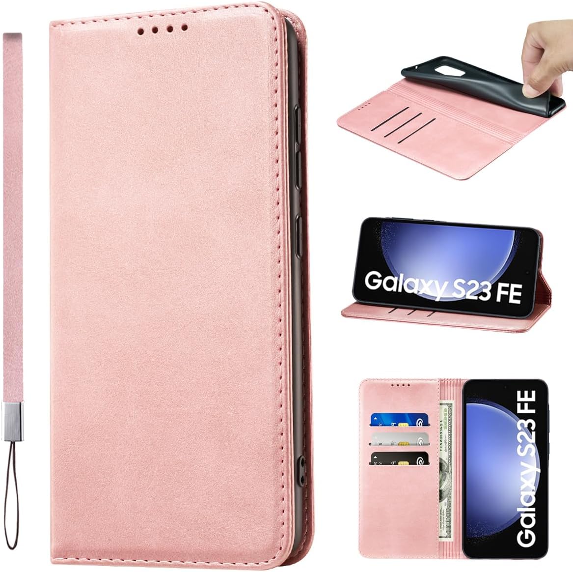 LANJLM Samsung Galaxy A53 5G Case PU Leather Wallet Case Card Holder Shockproof Flip Cover - Brown khaki