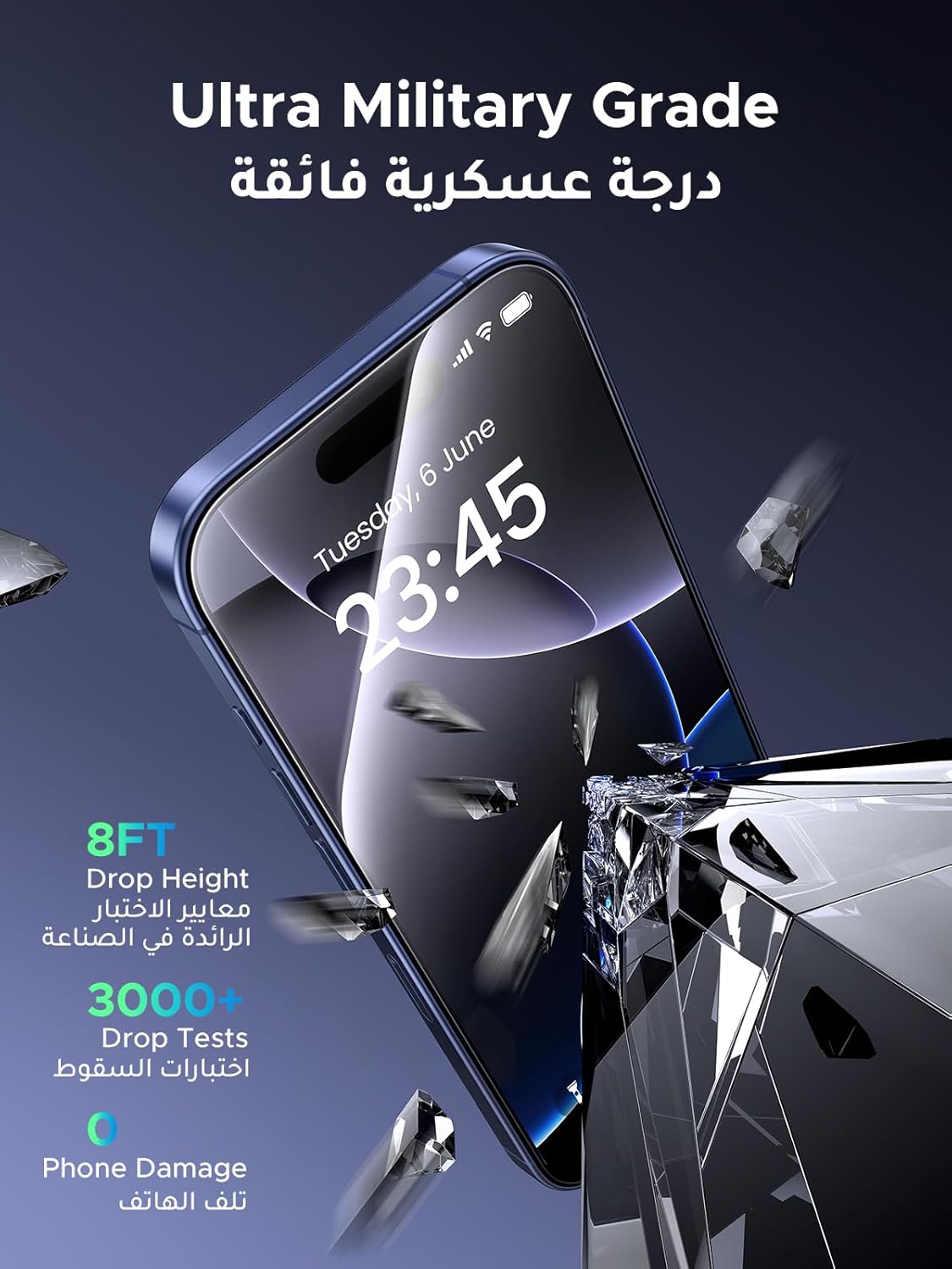 UGREEN 2 Pack for iPhone 17 Pro Max Screen Protector Privacy 6.9'' 100% Privacy Protection 1:1 Full Coverage Military Grade 9H Tempered Glass Anti-Spy Screen Protector Easy to Install