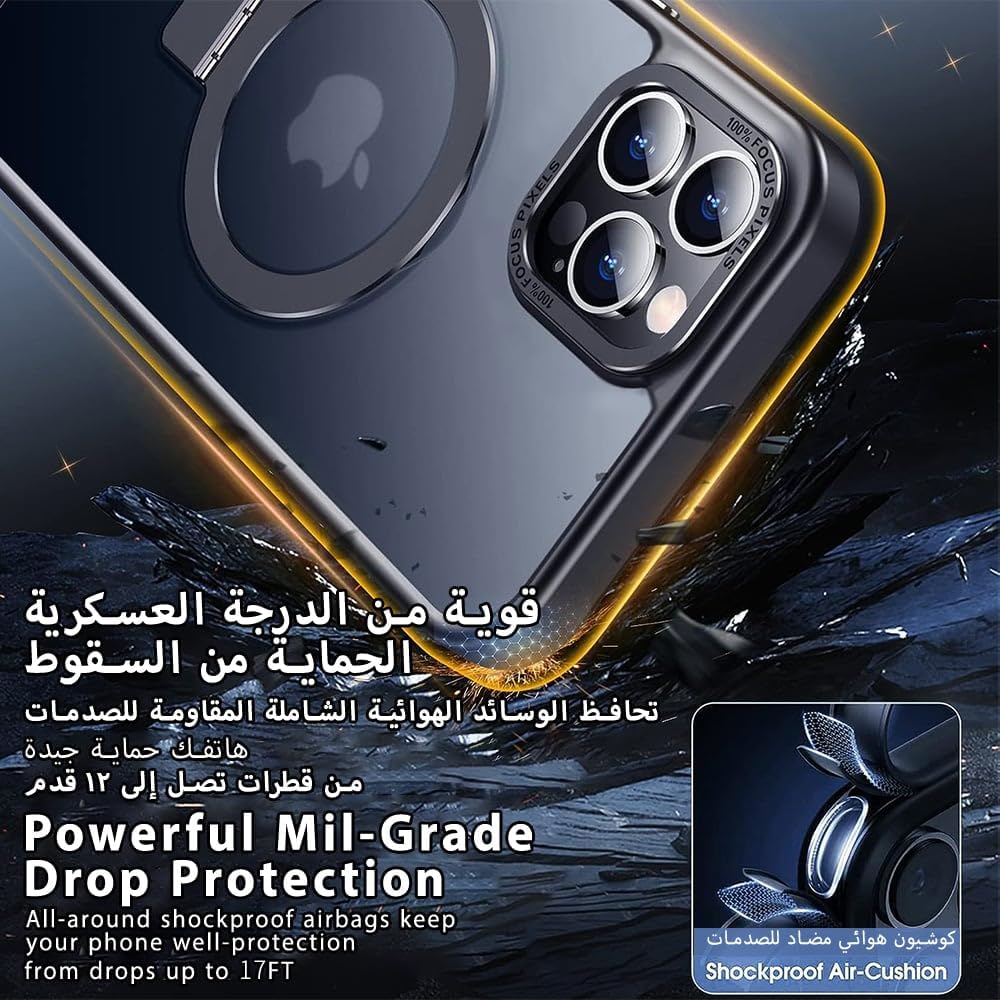 Eligo for iPhone 12 Pro Max Magnetic Case with Invisible Stand, Compatible with MagSafe Shockproof Protection Cover, Translucent Matte Slim Phone Case with Magnet for Apple 12 Pro Max (2020)(Black)
