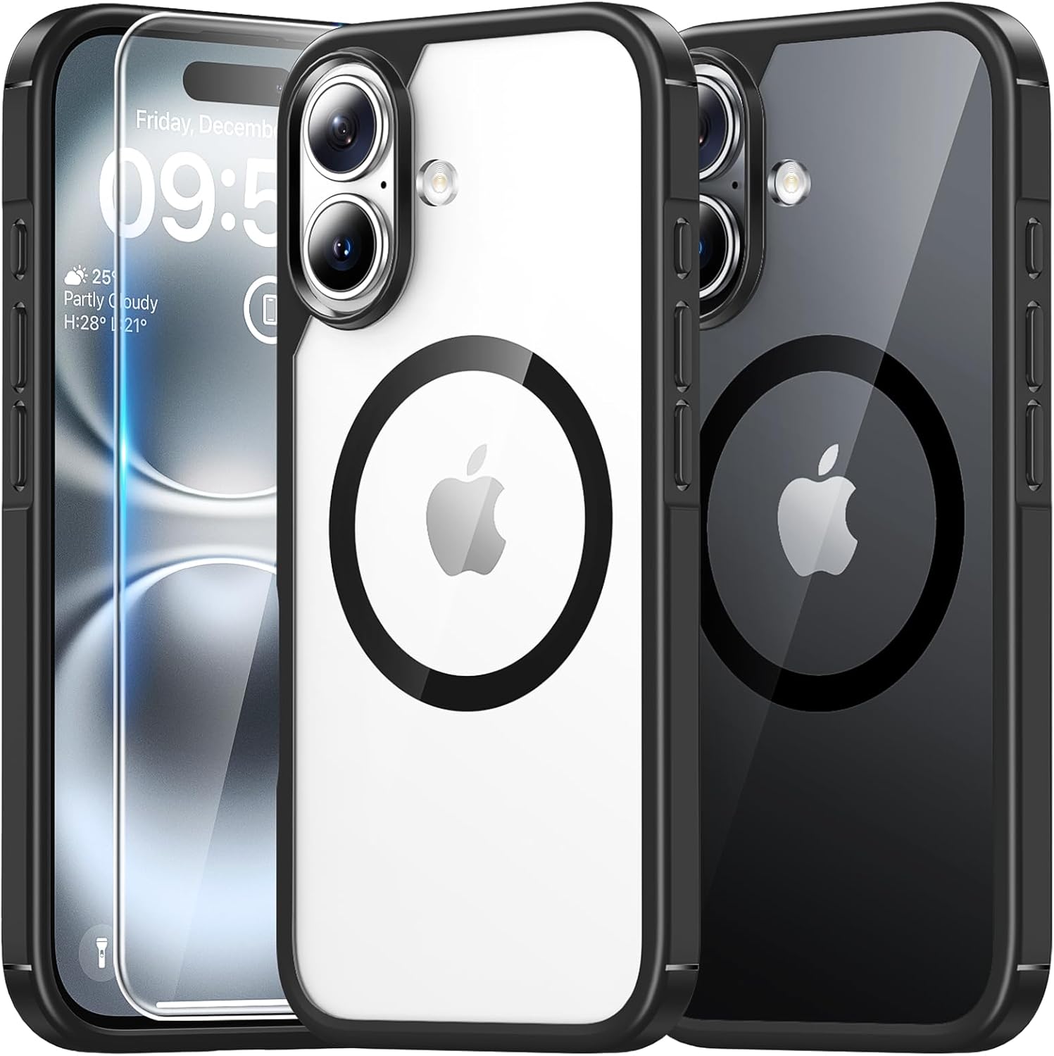 TAURI for iPhone 17 Pro Case with 1-Pack Screen Protector, Camera Lens Full Protection, Military-Grade Protection, Shockproof Transparent Back Bumper Phone Cover - Clear