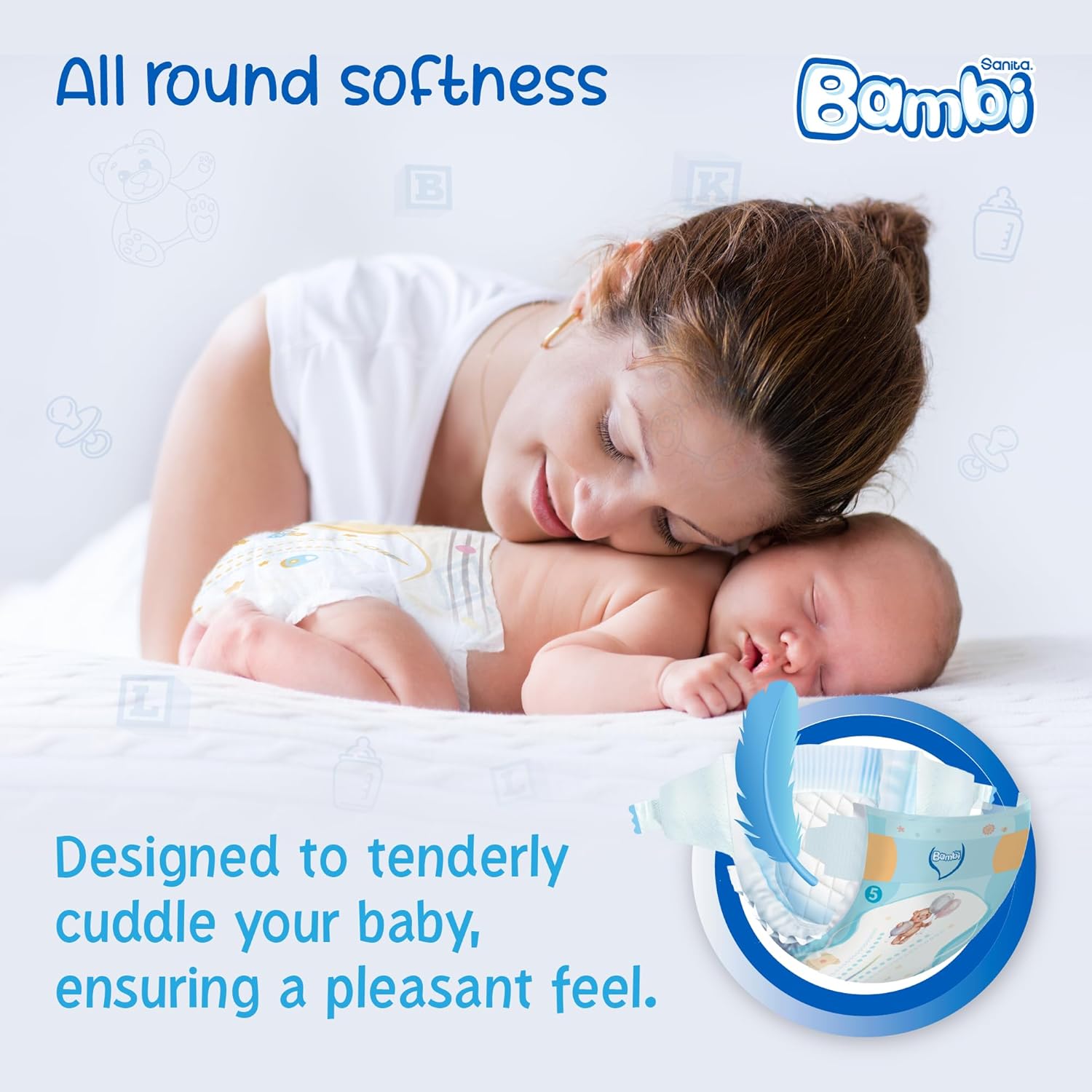 Sanita Bambi Baby Diapers Jumbo Pack Size 5, X-Large, 12-22 KG, 162 Count