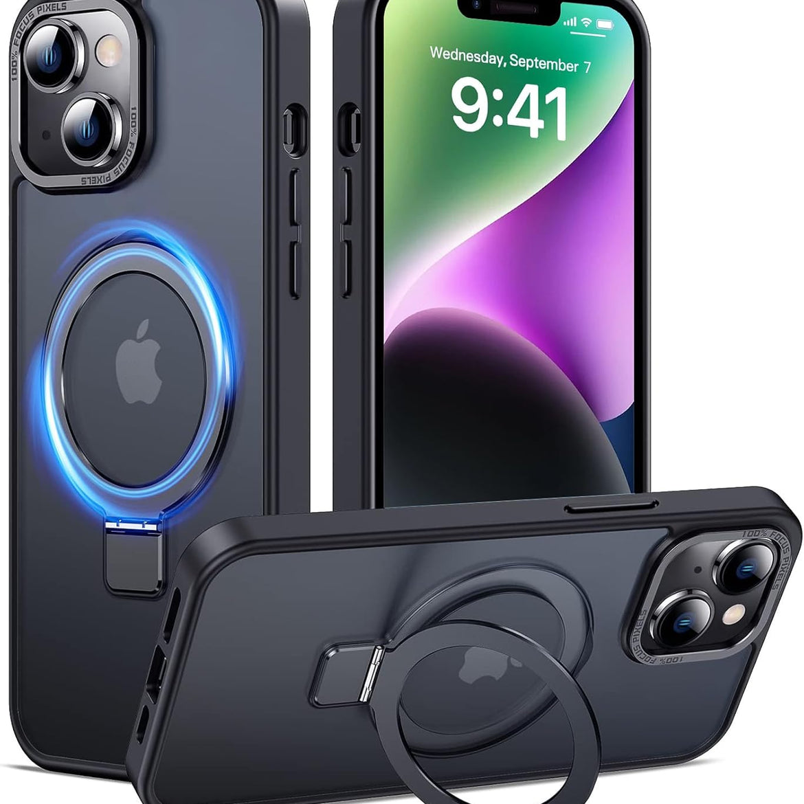 Eligo for iPhone 12 Pro Max Magnetic Case with Invisible Stand, Compatible with MagSafe Shockproof Protection Cover, Translucent Matte Slim Phone Case with Magnet for Apple 12 Pro Max (2020)(Black)