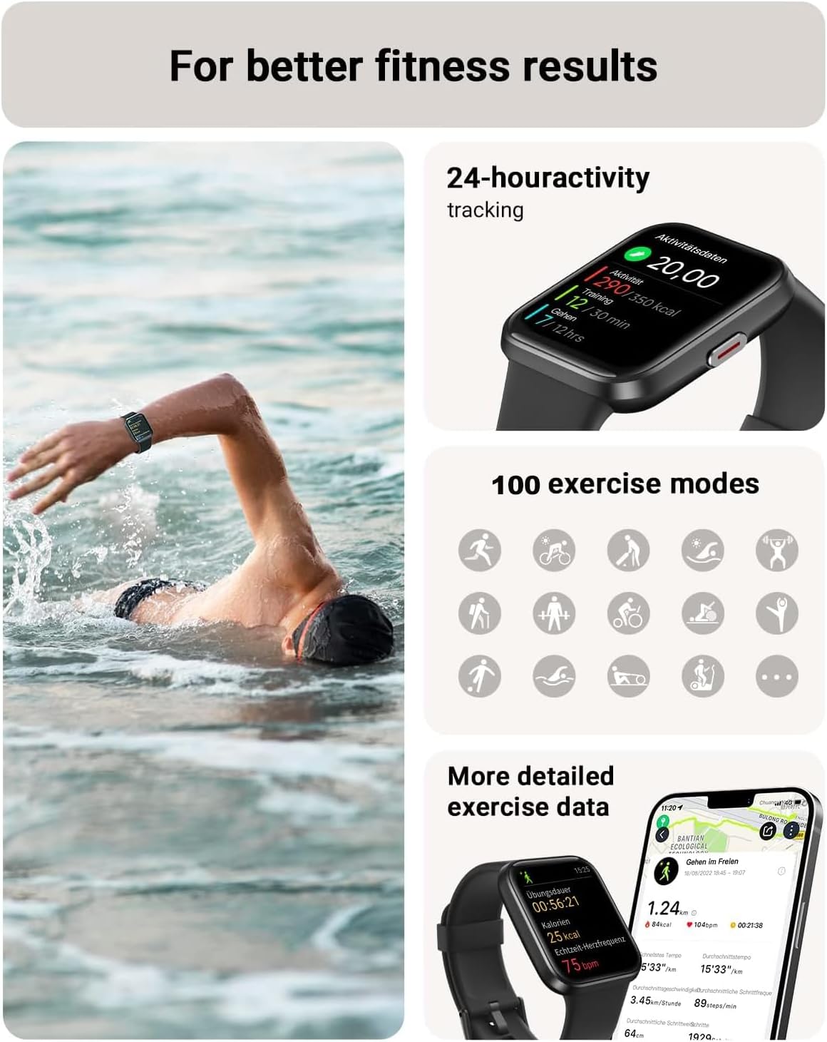 Smart Watch for Men Women (Answer/Make Call), Alexa Built-in, 1.8" Touch Screen Fitness Watch with SpO2 Sleep Monitor, 100 Sport, IP68 Waterproof Step Counter Smartwatch for iOS Android