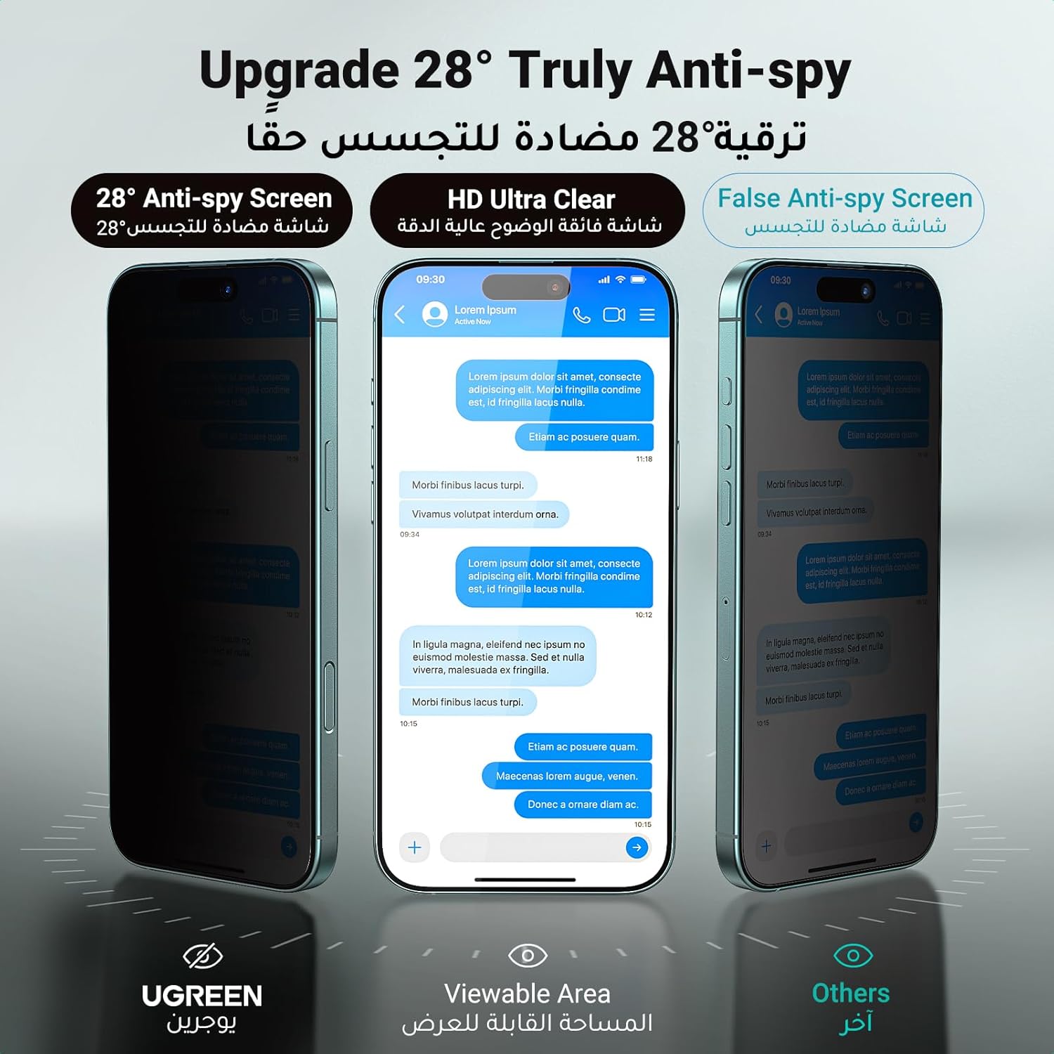 UGREEN 2 Pack for iPhone 17 Pro Max Screen Protector Privacy 6.9'' 100% Privacy Protection 1:1 Full Coverage Military Grade 9H Tempered Glass Anti-Spy Screen Protector Easy to Install